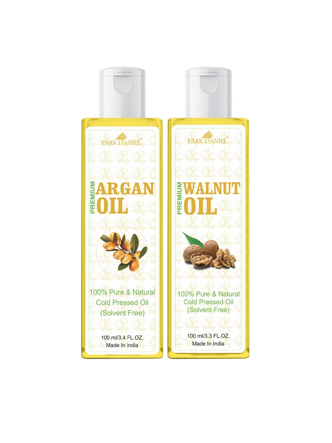 

Park Daniel Set Of 2 Cold Pressed Natural Arganic & Walnut Oil - 100 ml Each, Transparent