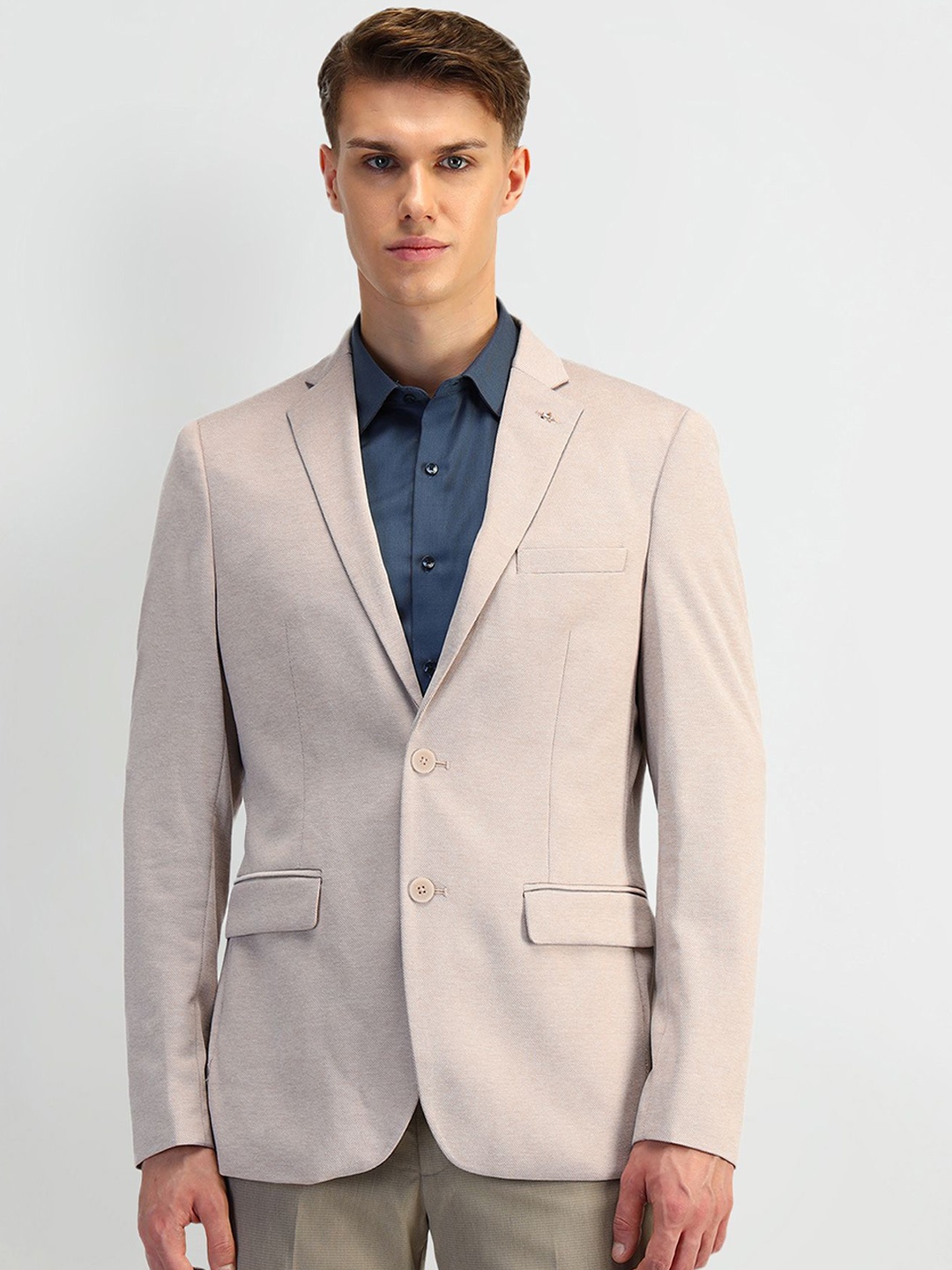 

Arrow Self Design Notched Lapel Slim Fit Single-Breasted Blazers, Beige