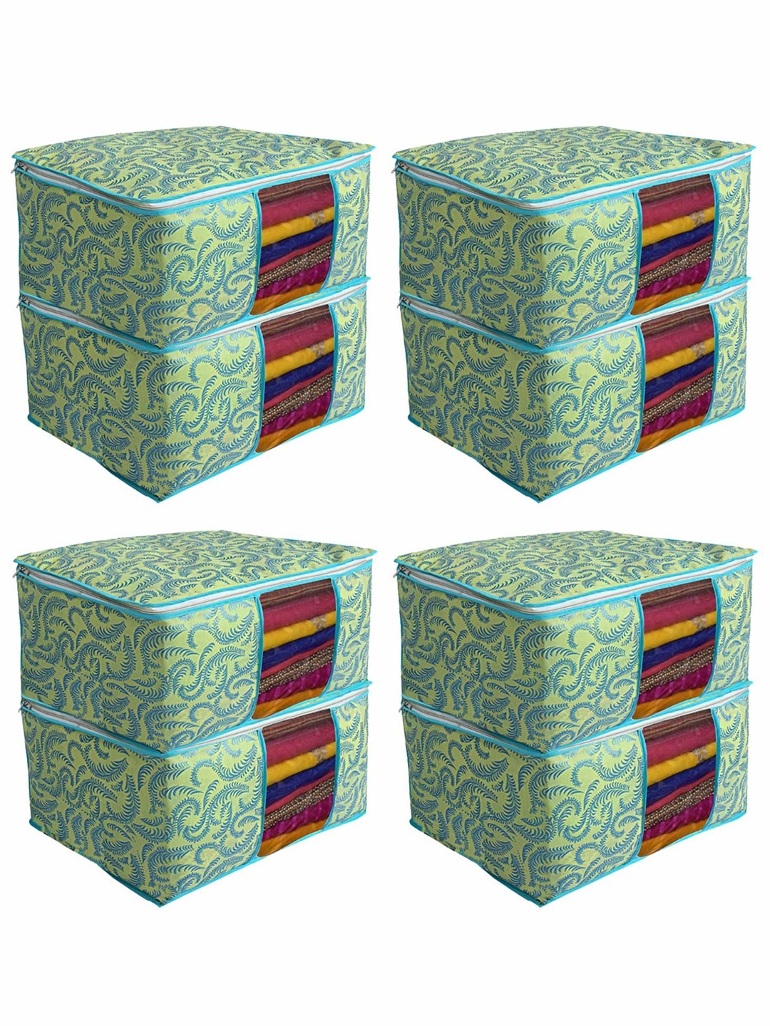 

Kuber Industries Green 8 Pieces Printed Saree Cover Organisers