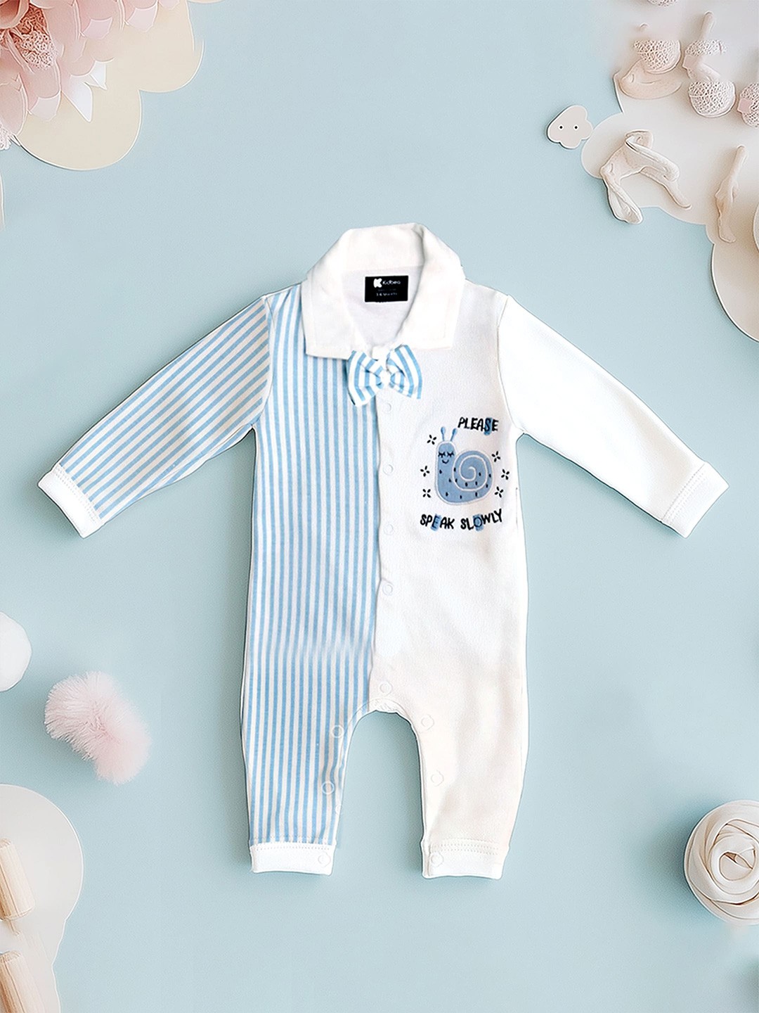 

Kidbea Kids Organic Cotton Striped Romper, White
