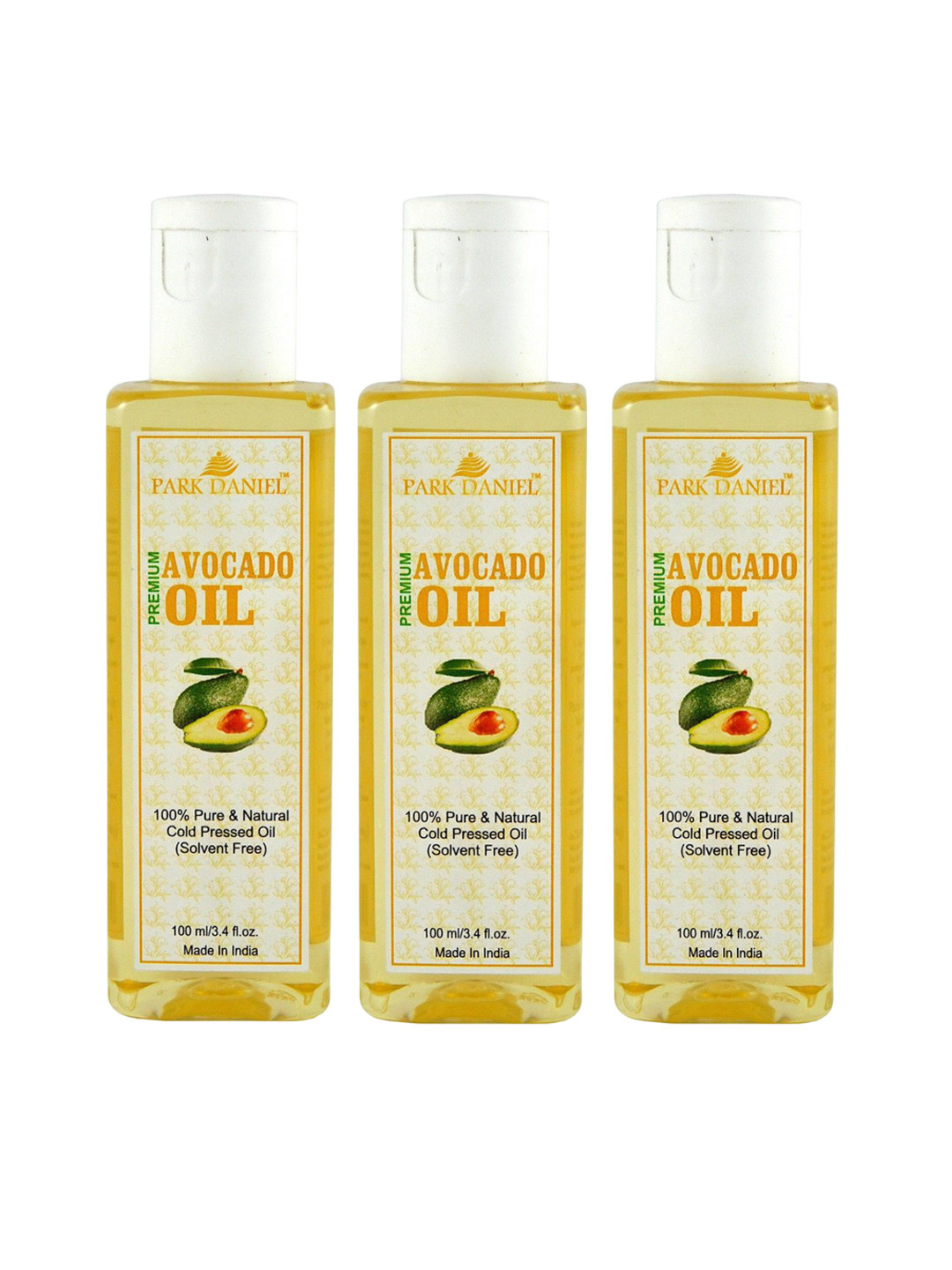 

Park Daniel Set Of 3 Cold Pressed Natural Avacado Oil For Skin & Hair- 100 ml Each, Transparent