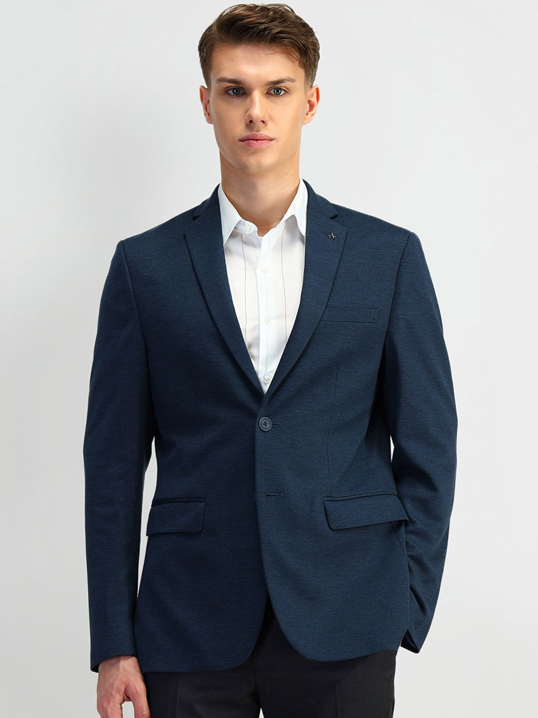 

Arrow Self Design Notched Lapel Slim-Fit Single Breasted Blazers, Blue