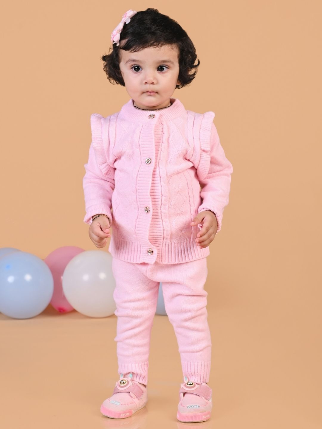 

MAMA AND PEACHES Unisex Kids Embroidered Pure Cotton Shirt with Trousers, Pink