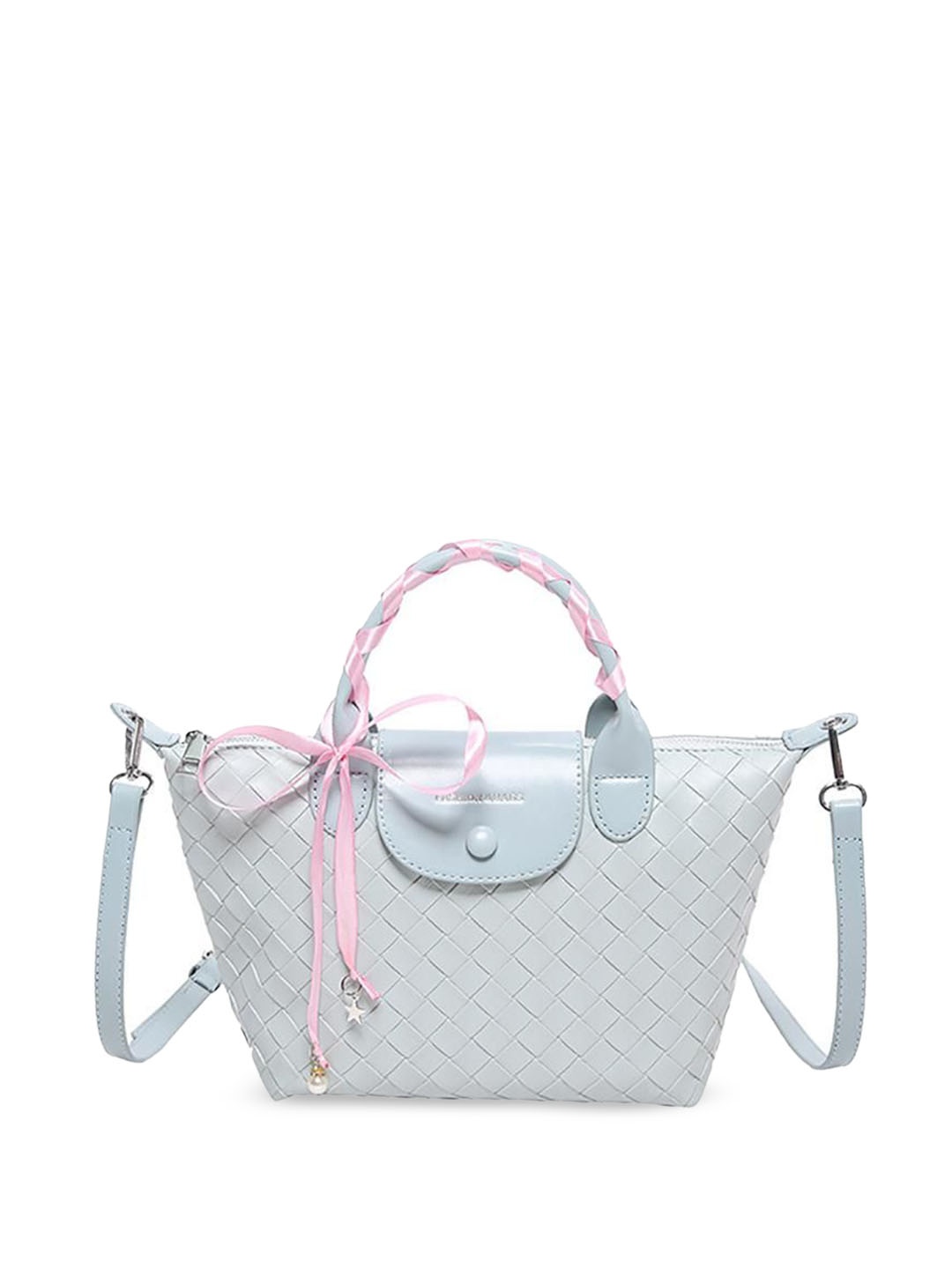 

StyleCast x Revolte Women Geometric Textured Structured Satchel Bag, Blue
