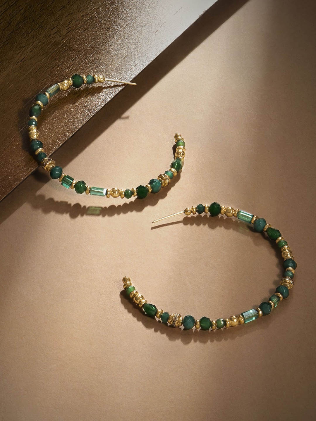 

Accessorize Circular Beaded Half Hoop Earrings, Green