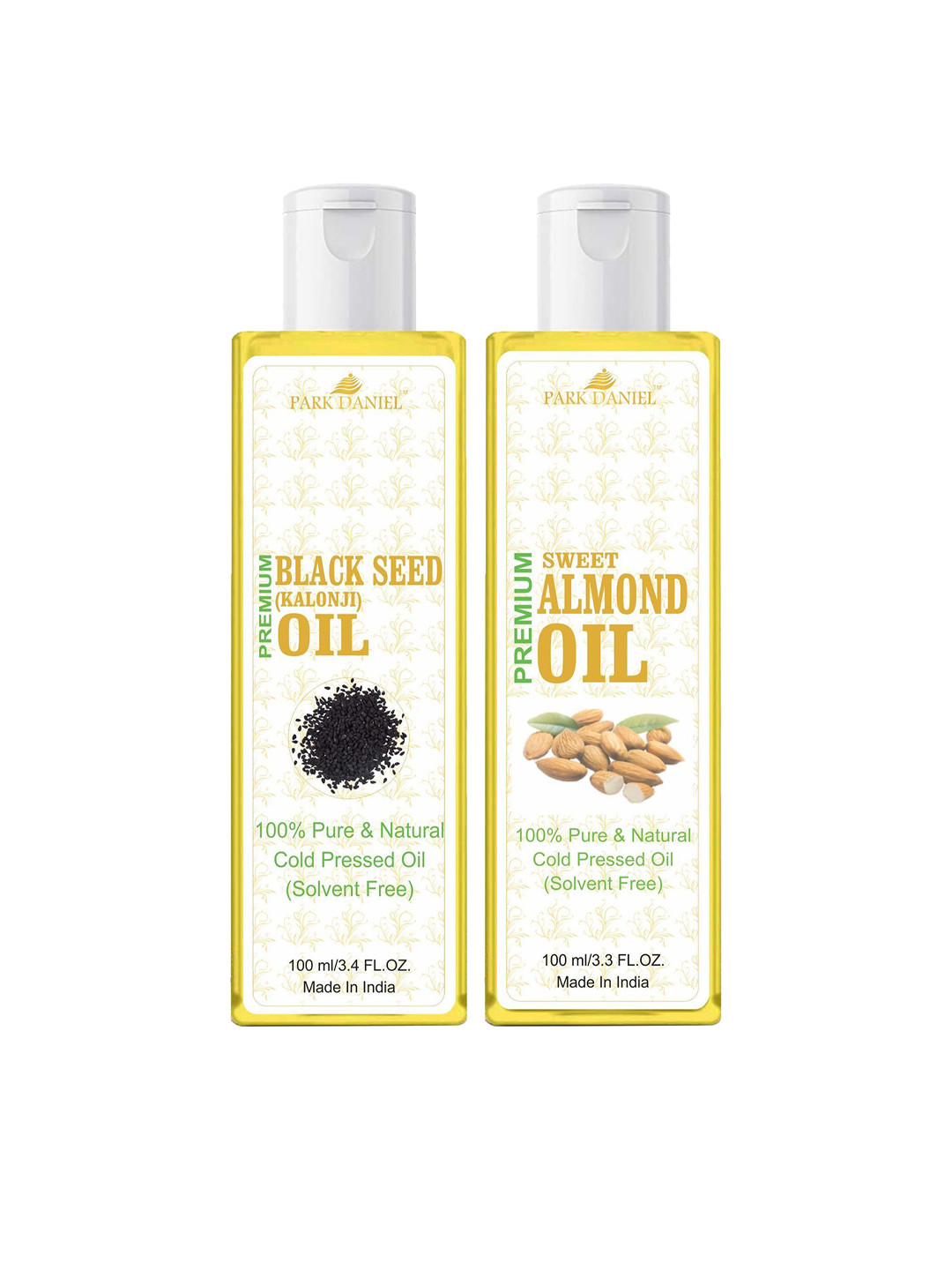 

Park Daniel Set Of 2 Pure Natural & Organic Black Seed Oil & Almond Oil - 100 ml Each, Transparent