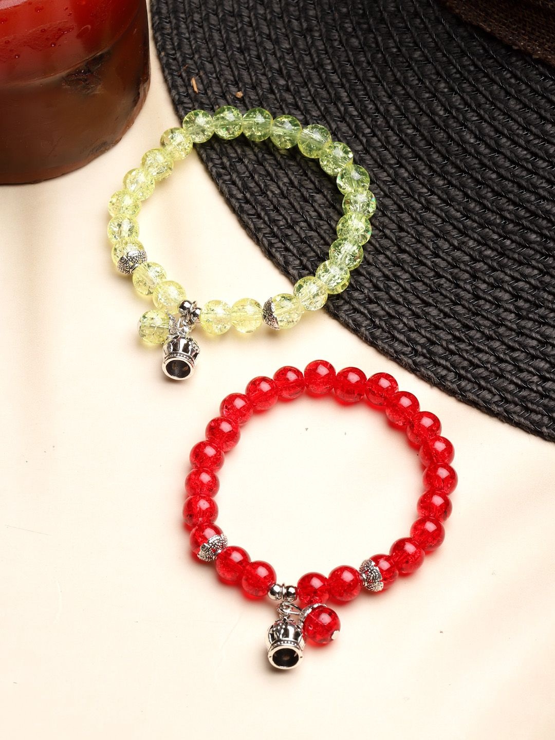 

Stoln Girls Set Of 2 Crystals Beaded Charm Bracelet, Red