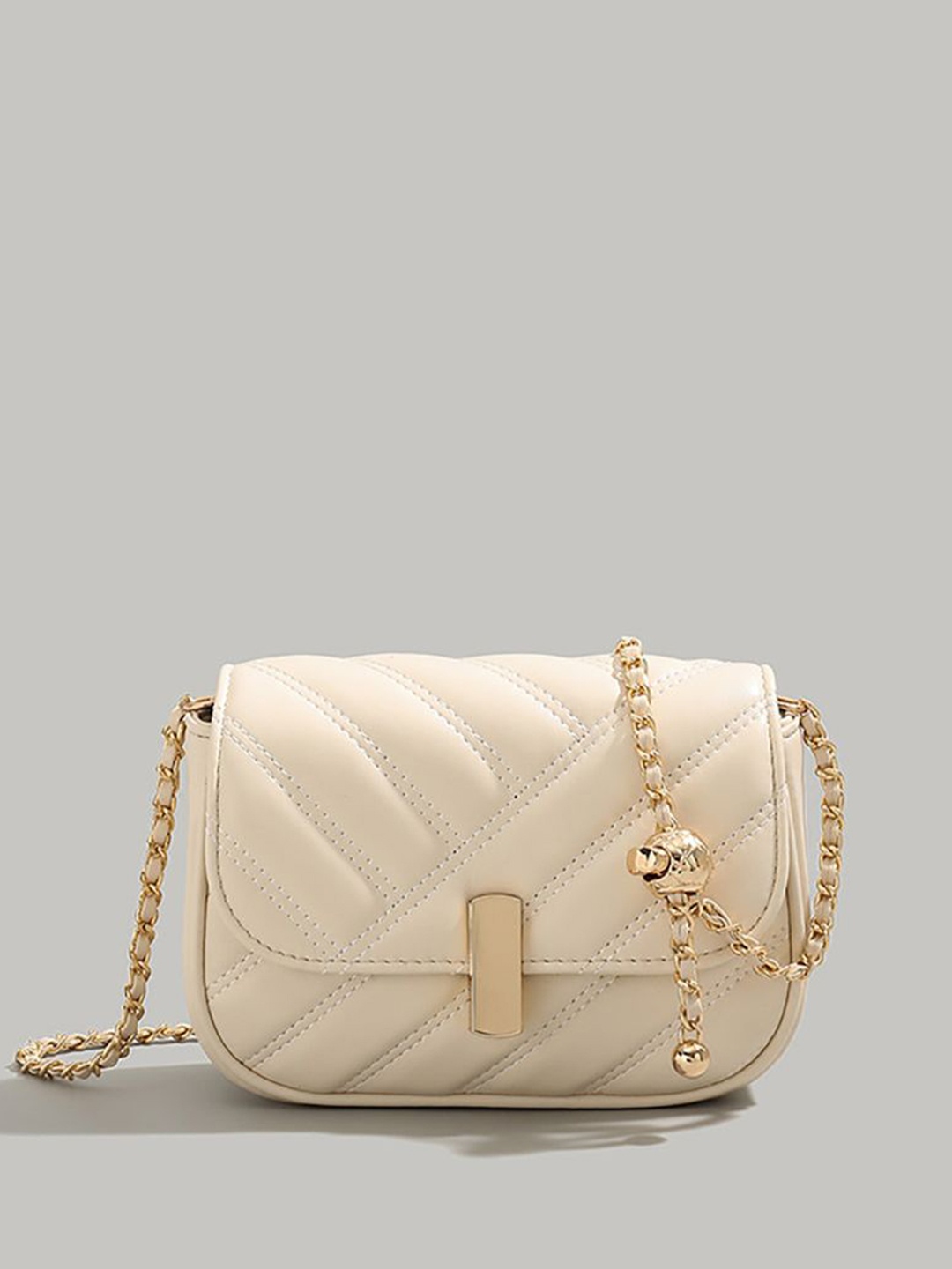 

StyleCast x Revolte Women Textured Swagger Sling Bag, Off white