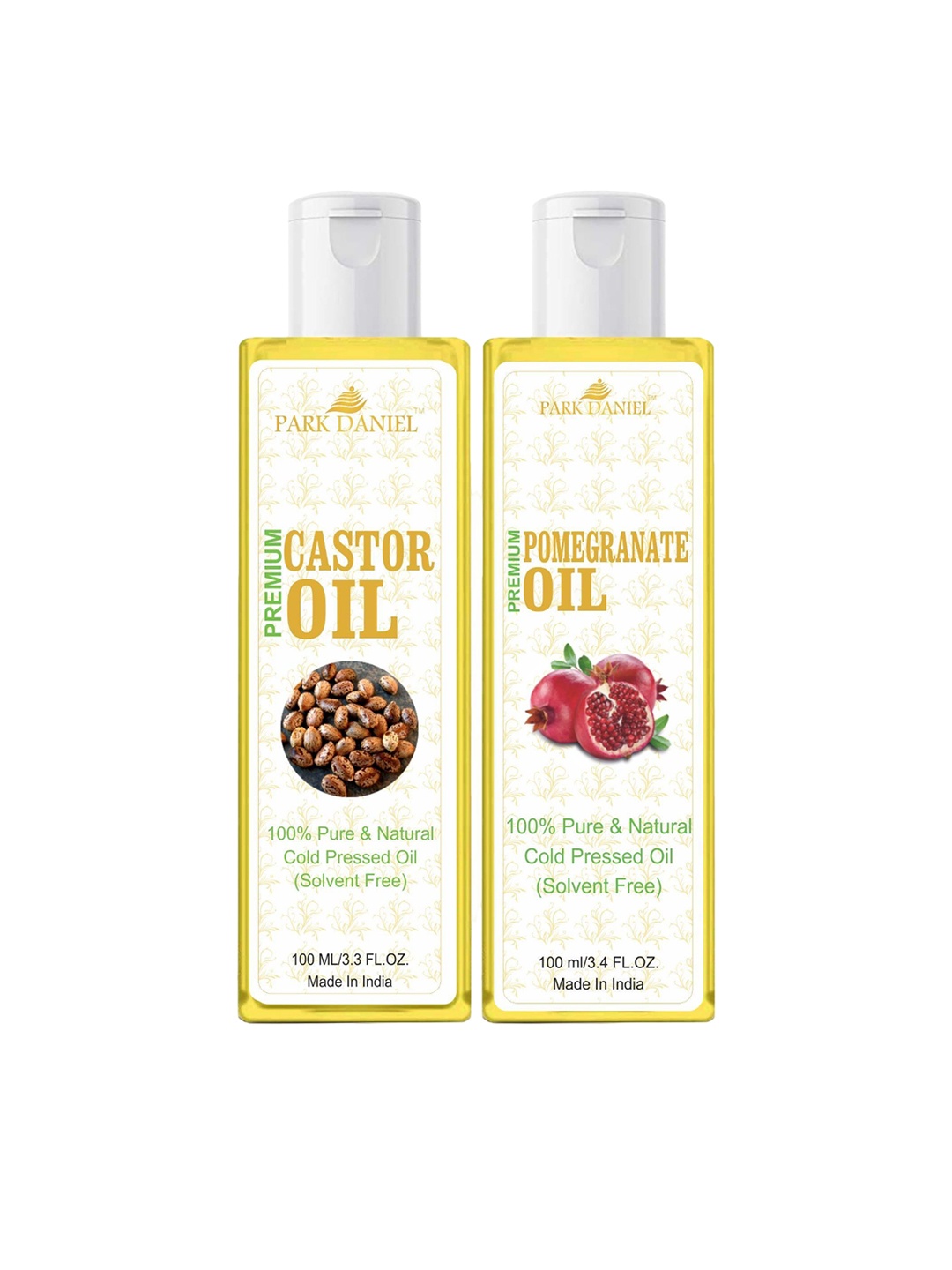 

Park Daniel Set Of 2 Pure Natural Pomegranate & Castor Oil For Skin & Hair- 100 ml Each, Transparent