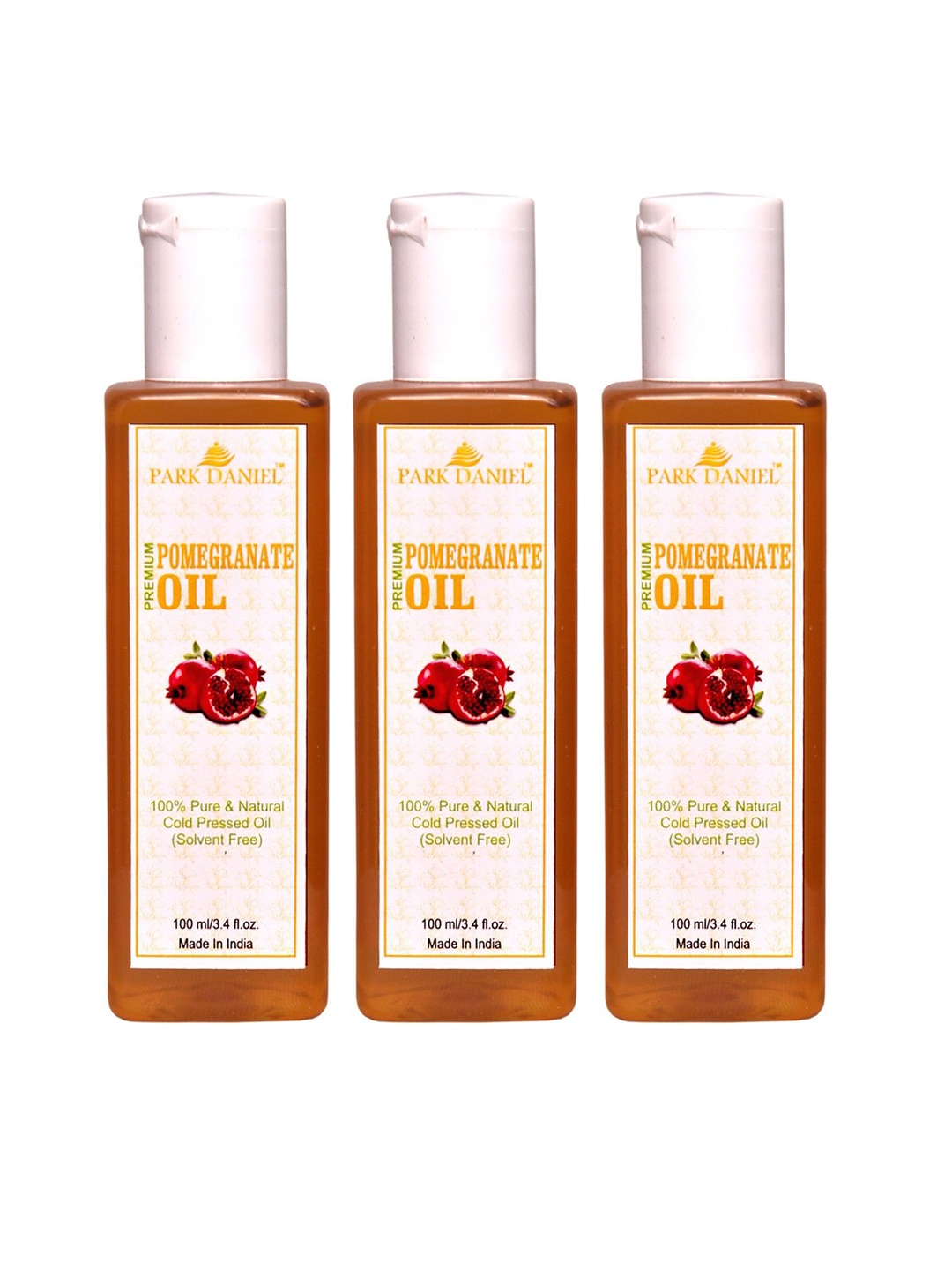 

Park Daniel Set Of 3 Pure Premium Natural Pomegranate Oil - 100 ml Each, Transparent