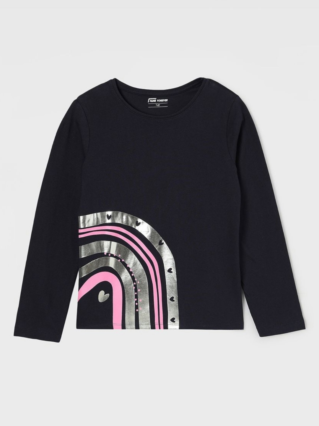 

Fame Forever by Lifestyle Girls Abstract Printed Round Neck Cotton T-shirt, Blue