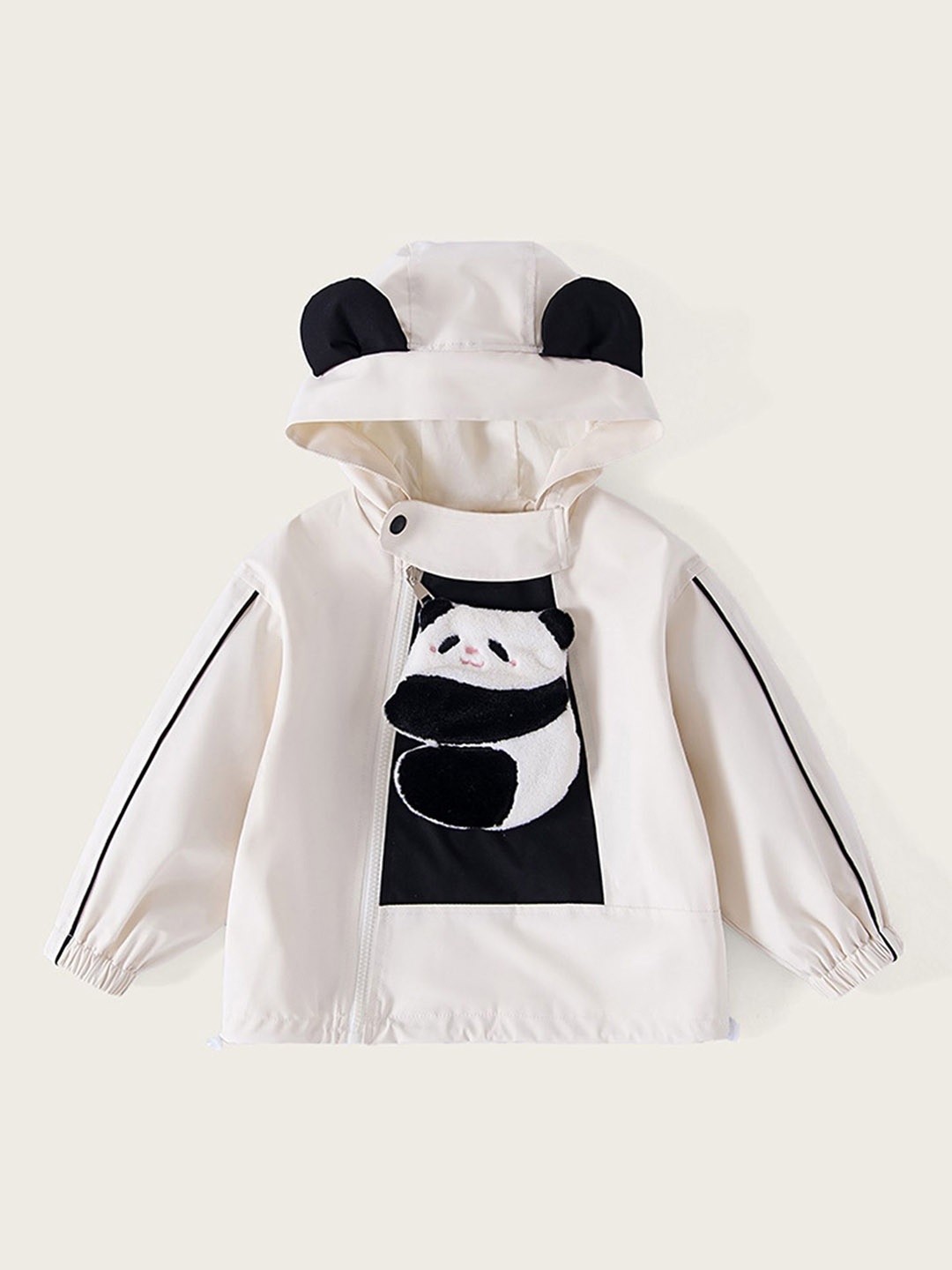 

LULU & SKY Girls Hooded Animal Embroidered Cotton Casual Open Front Jacket, Beige