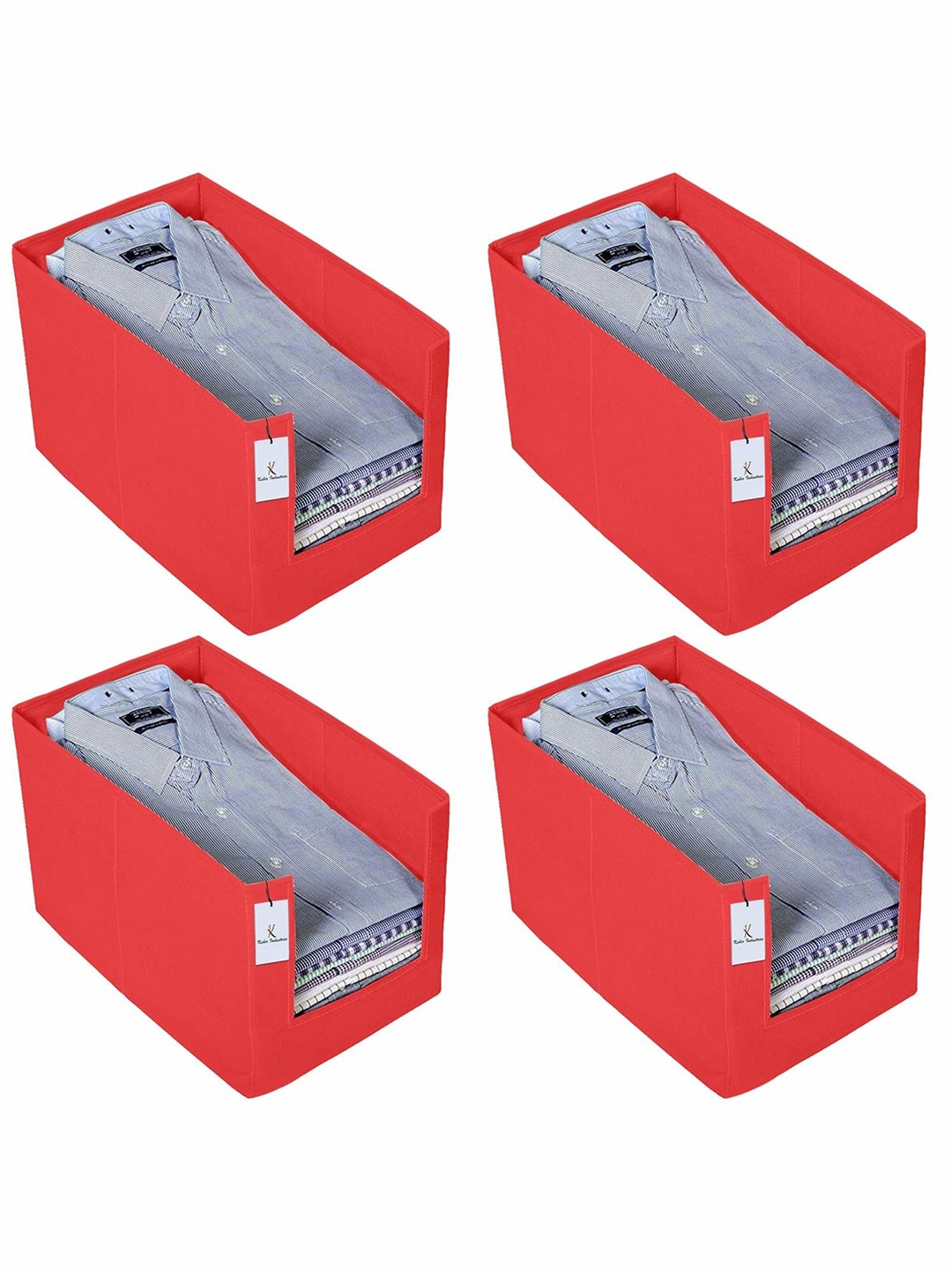

Kuber Industries Red 4 Pieces Drawer Wardrobe Organizer