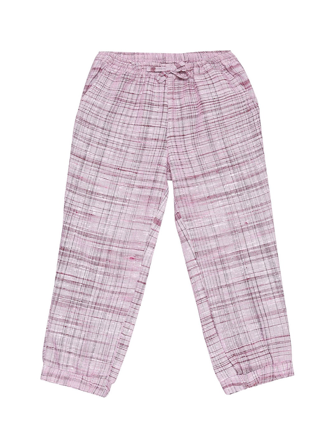 

charkhee Kids Checked Cotton Smart Tapered Fit Joggers Trousers, Purple