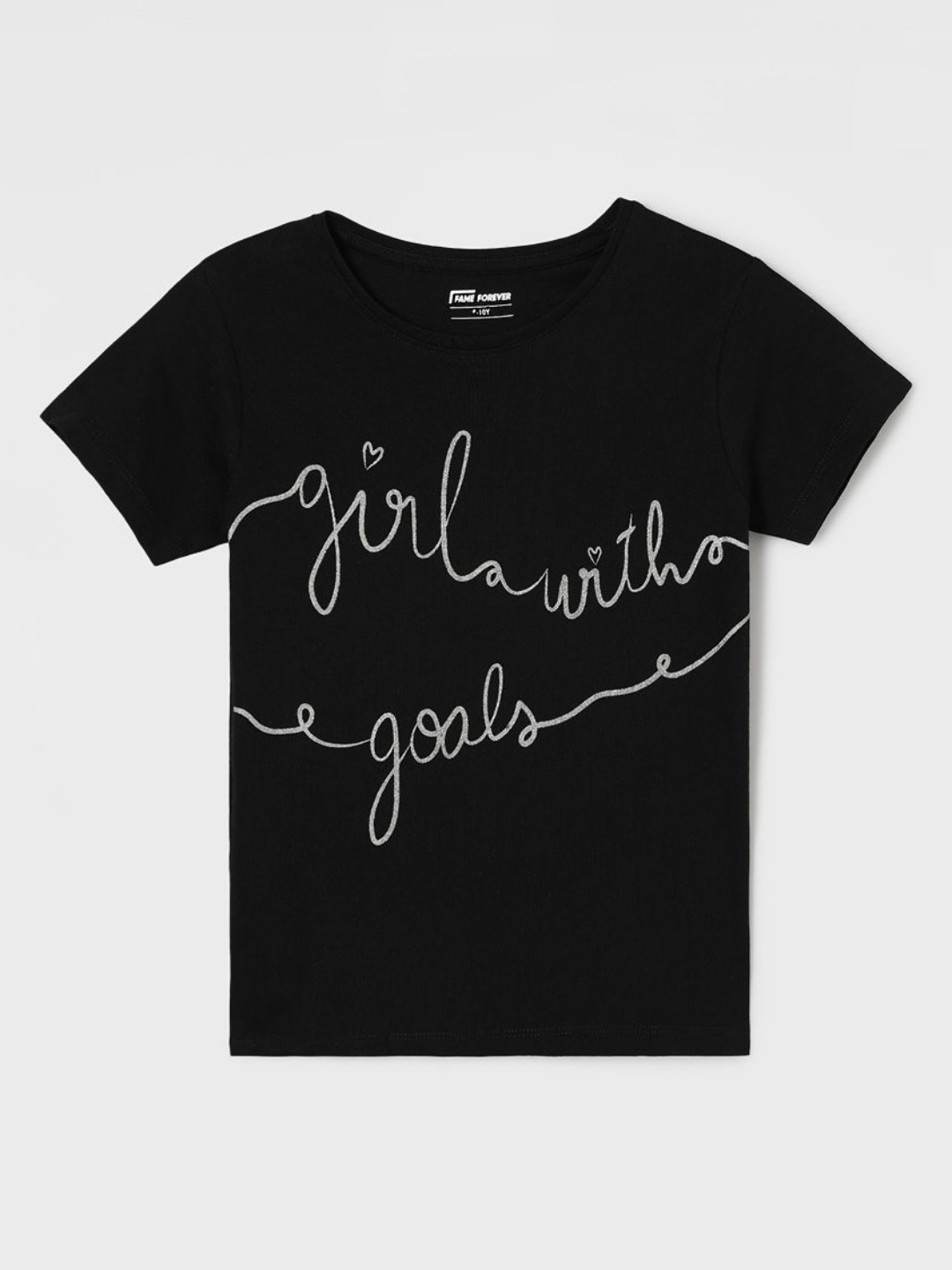 

Fame Forever by Lifestyle Girls Typography Printed Round Neck Cotton T-shirt, Black