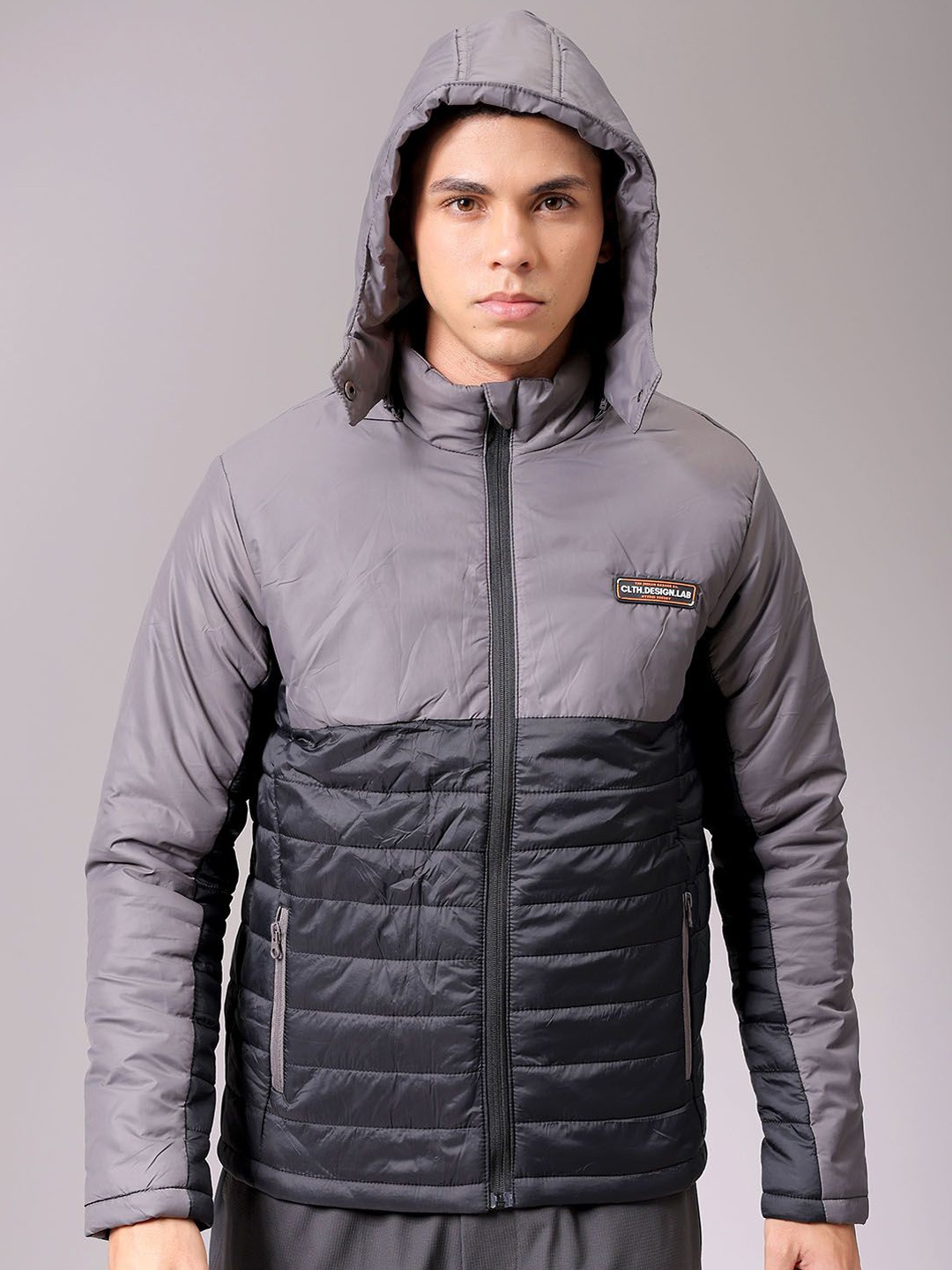 

The Indian Garage Co Men Colourblocked Padded Jacket, Black