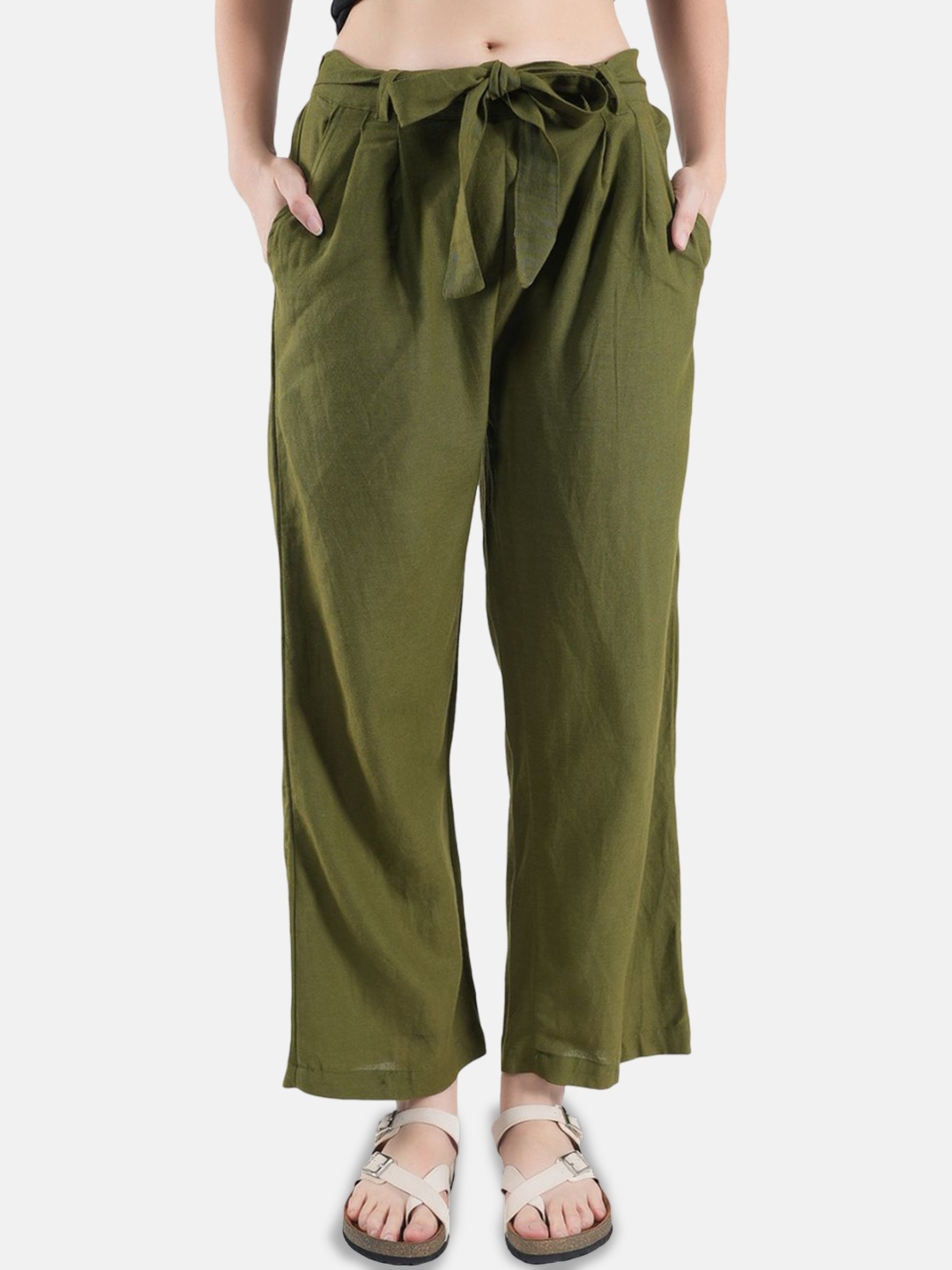 

Jandir Fashion Women Mid Rise Regular Trousers, Olive
