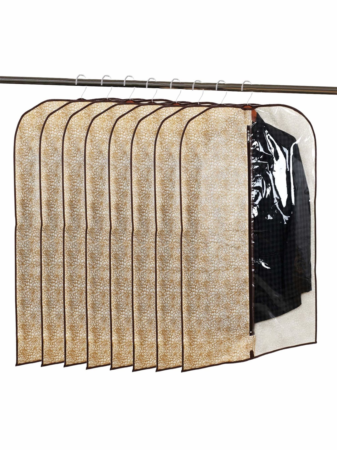 

Kuber Industries Gold-Toned 8 Pieces Printed Suit Organisers