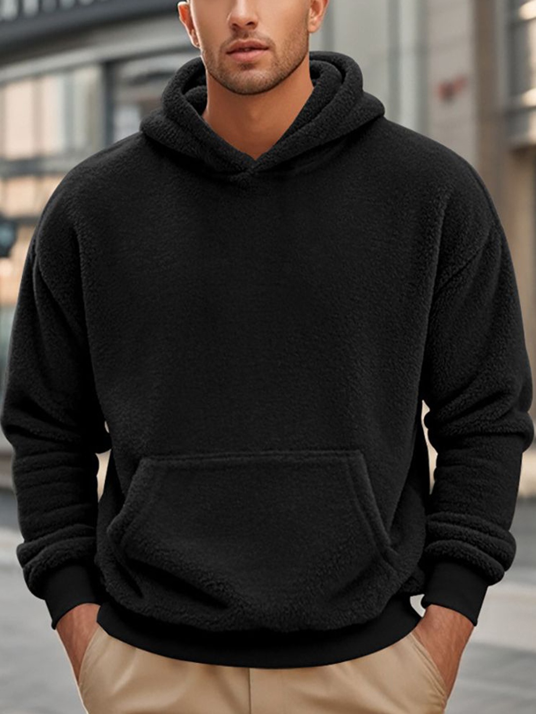 

StyleCast x Revolte Mens Polyester Hooded Solid Sweatshirt, Black