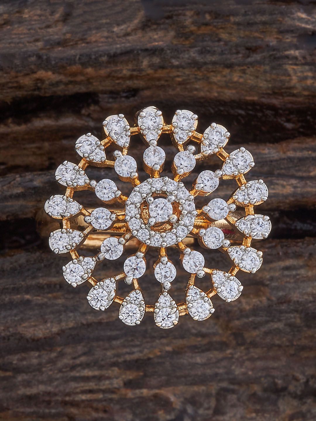 

Kushal's Fashion Jewellery Gold-Plated Cubic Zirconia Studded Finger Ring