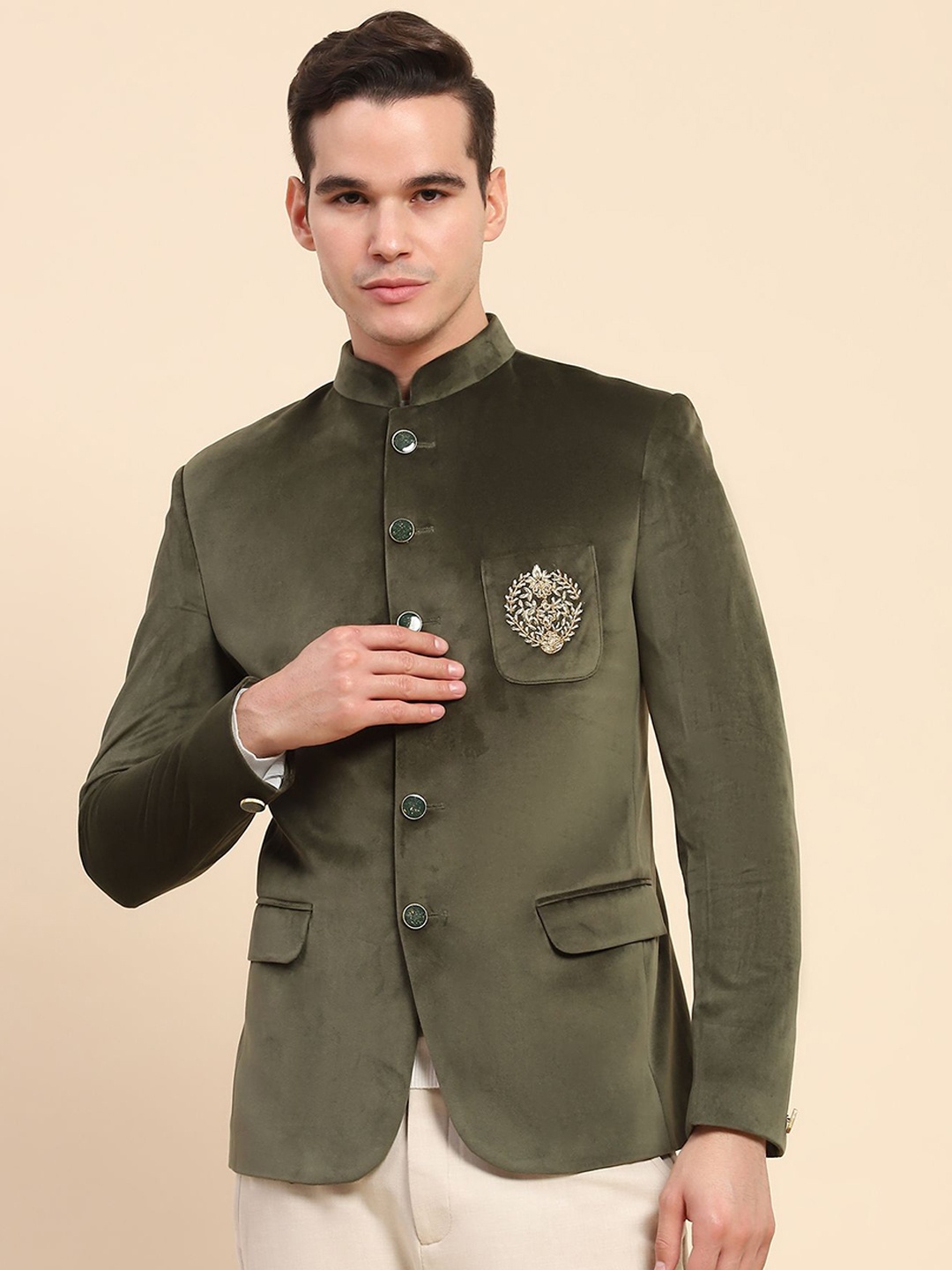 

Global Republic Men Single-Breasted Overcoat, Green