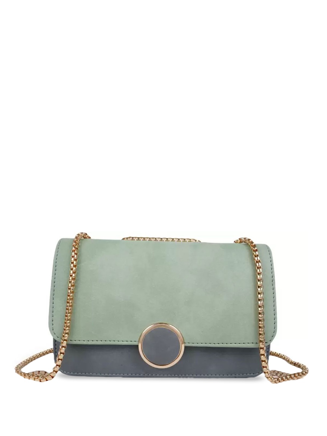 

PARSLEY Women Colourblocked Structured Sling Bag, Sea green