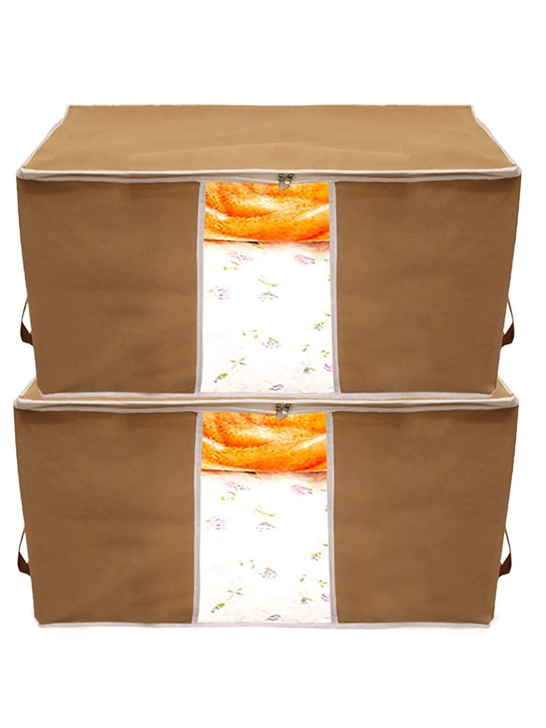 

Kuber Industries Brown 2 Pieces Foldable Storage Bag Organisers