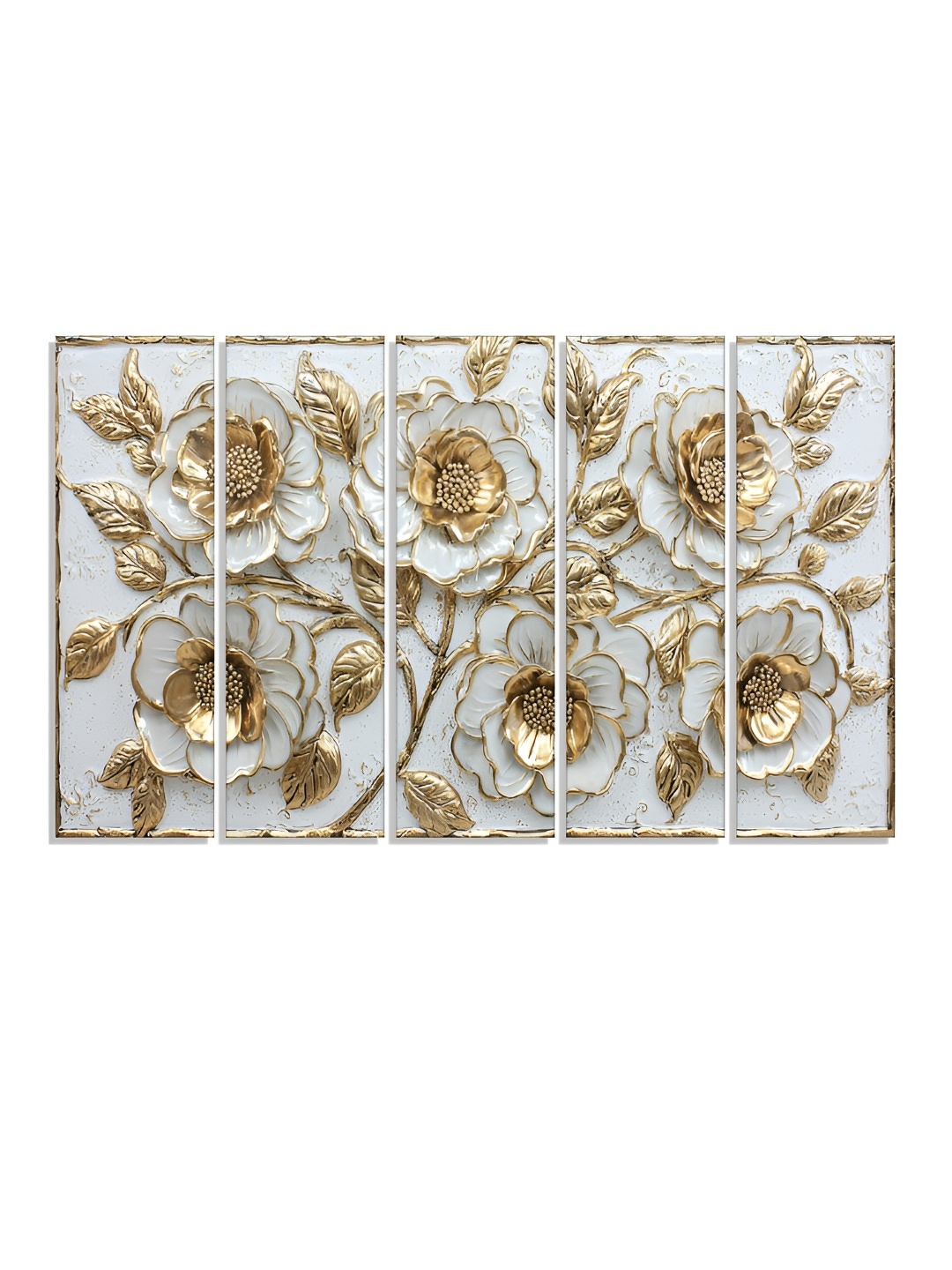 

RANDOM Vinyl White & Gold-Toned 5 Piece Floral Canvas Wall Paintings