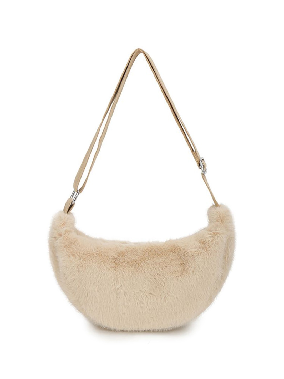 

StyleCast x Revolte Women Self Design Half Moon Hobo Bag, Beige