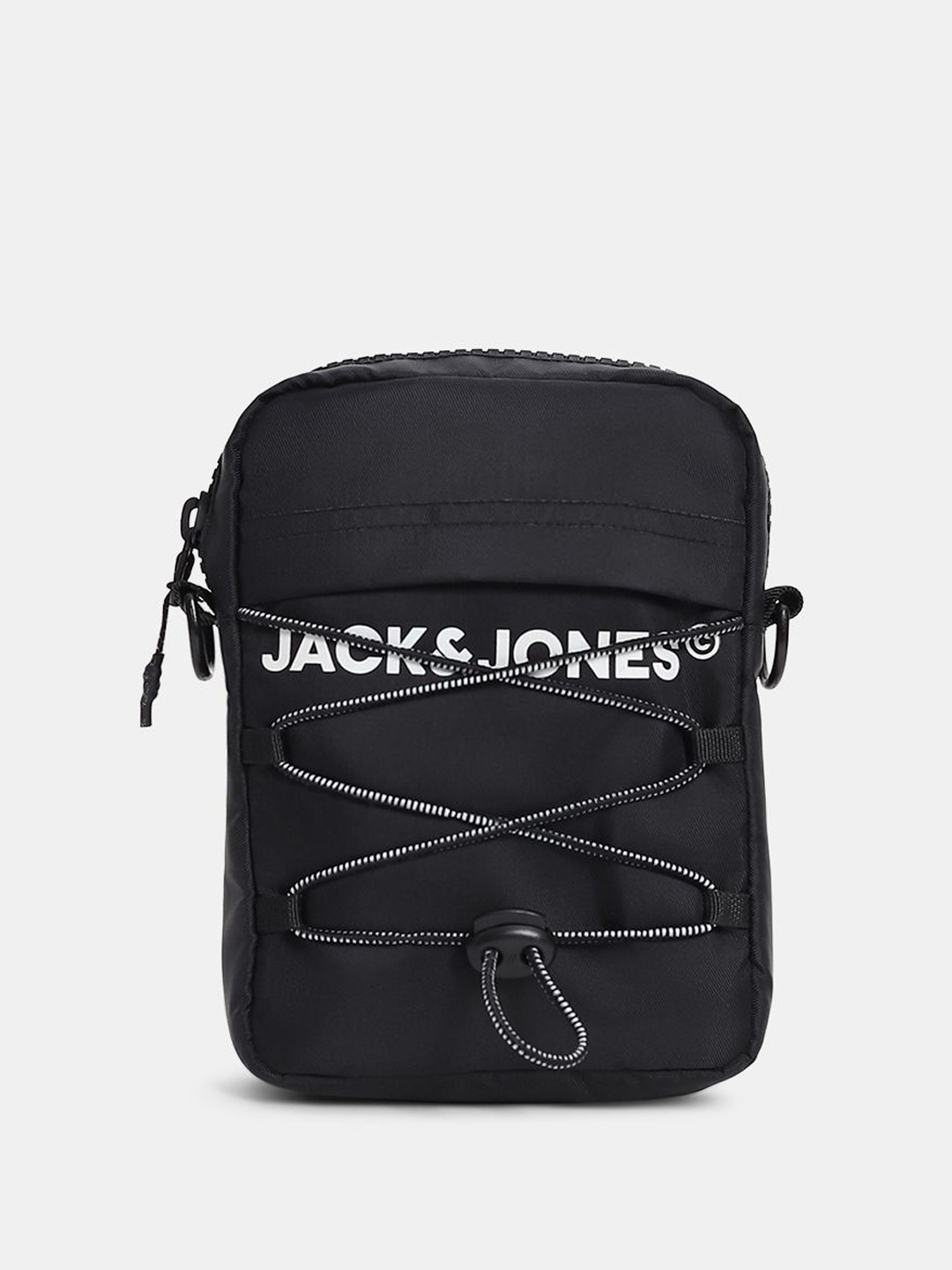 

Jack & Jones Men Brand Logo Printed Crossbody Sling Bag, Black