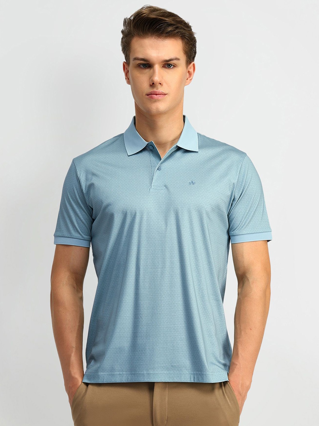 

Arrow Men Solid Polo Collar Cotton T-shirt, Turquoise blue