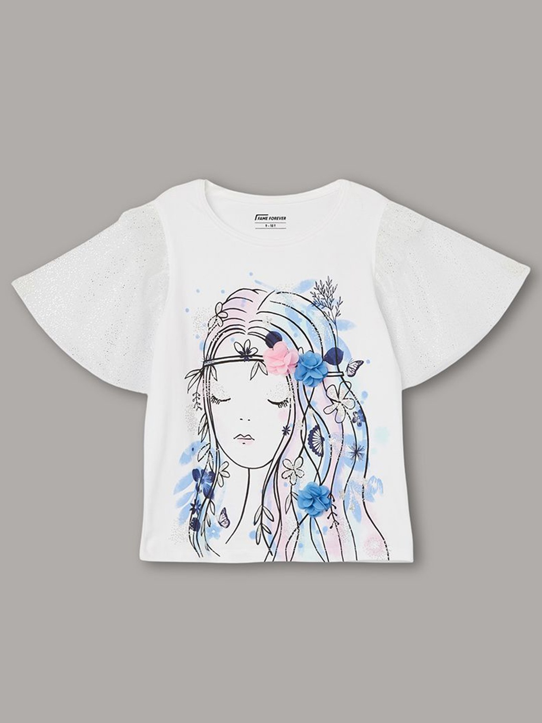 

Fame Forever by Lifestyle Girls Graphic Printed Round Neck Cotton T-shirt, White