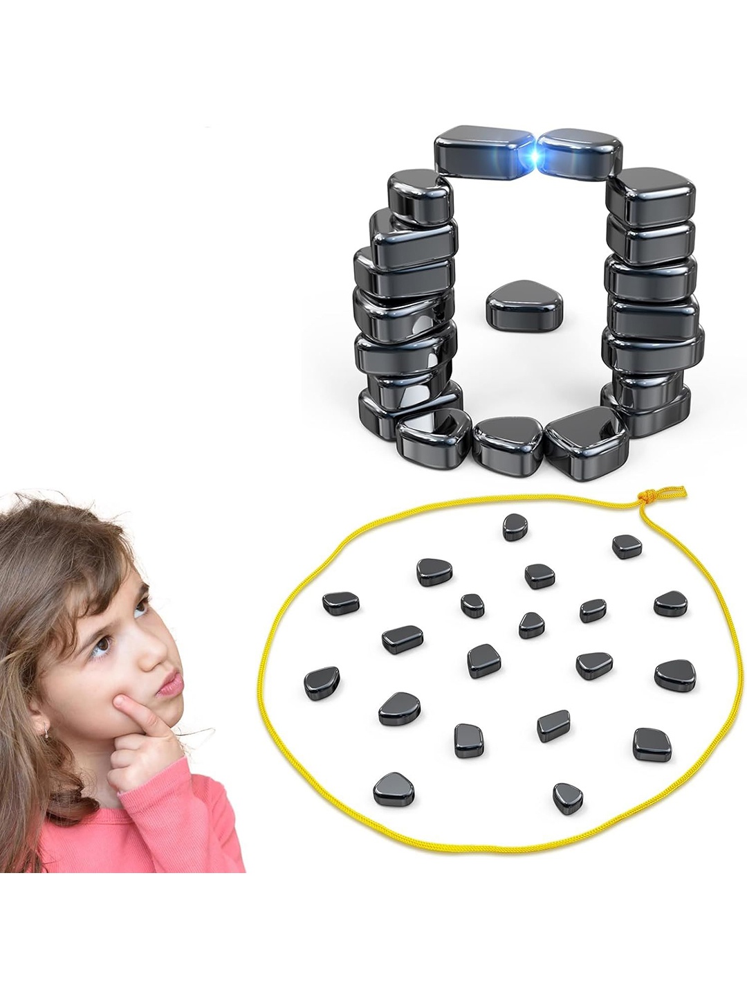 

PLUSPOINT Kids BPA Free Dough Magnetic Chess Activity Toys and Games, Black