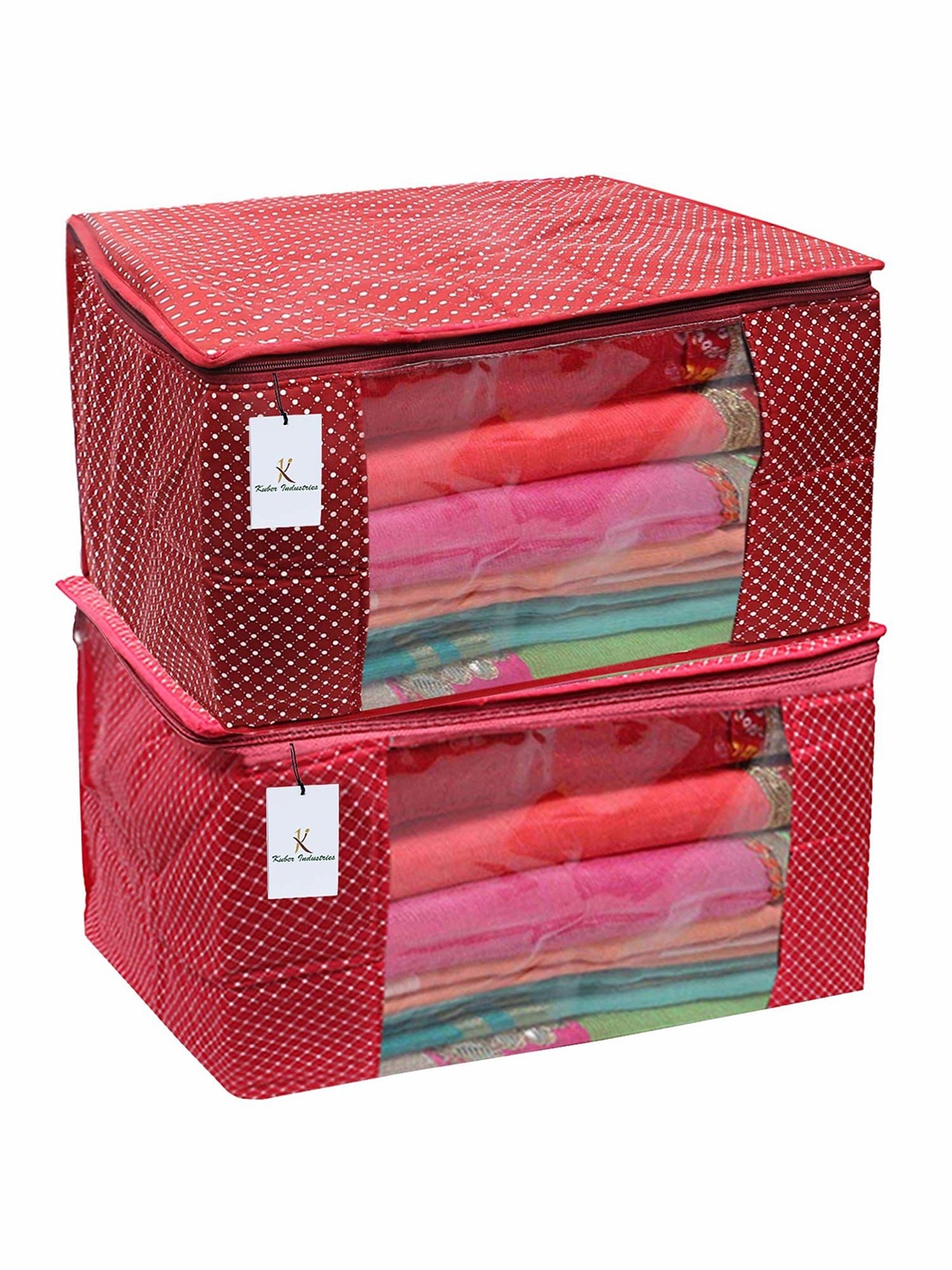 

Kuber Industries Pink 2 Pieces Printed Saree Organisers