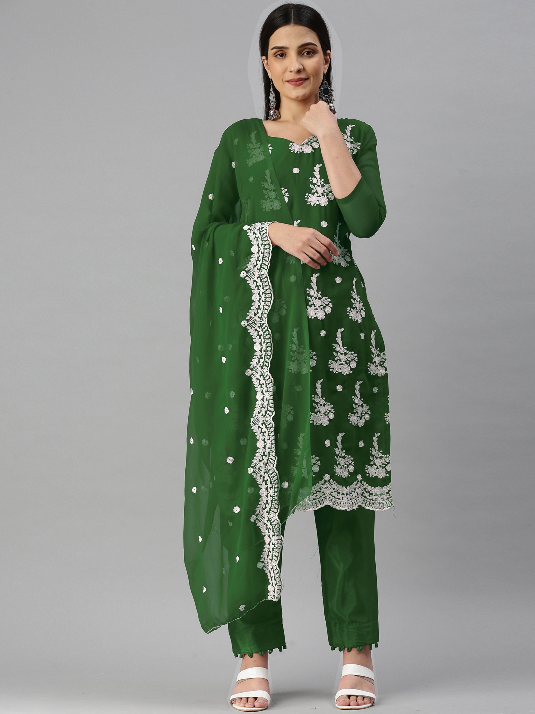 

Maroosh Embroidered Unstitched Dress Material, Green