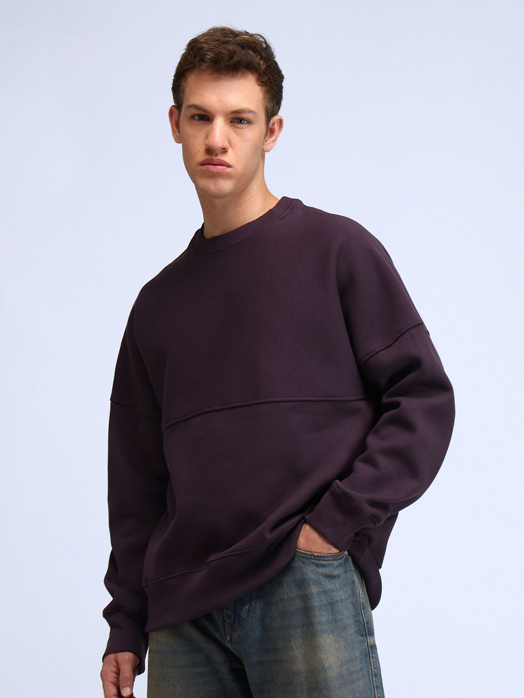 

Flying Machine Men Long Sleeves Round Neck Sweatshirt, Red