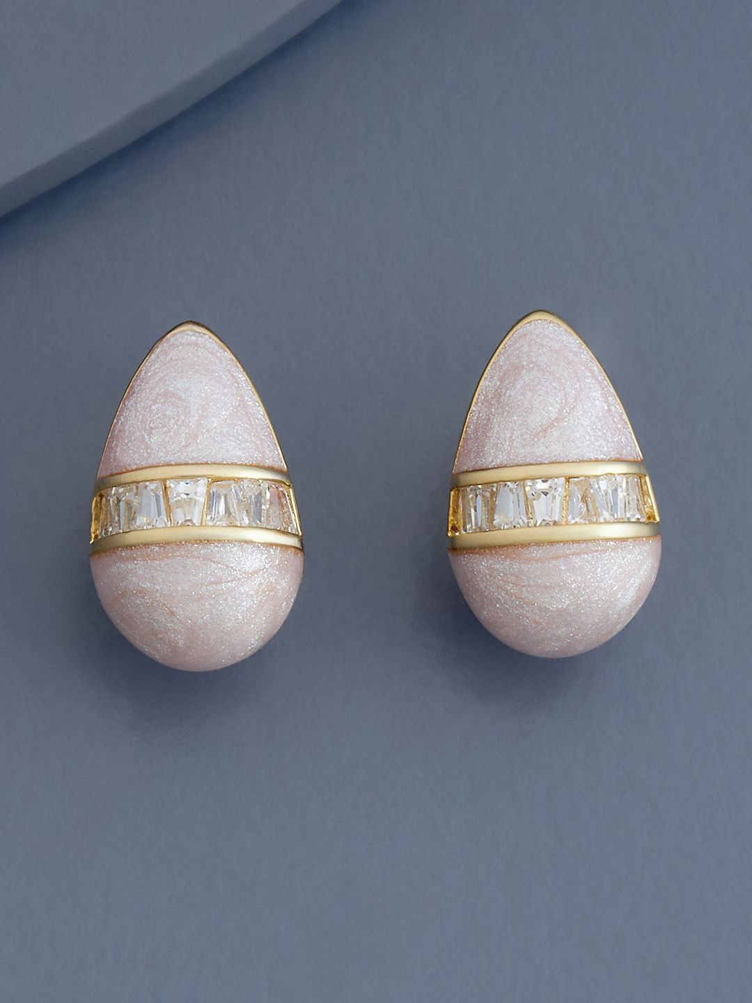 

Kushal's Fashion Jewellery Gold-Plated Cubic Zirconia Studded Teardrop Shaped Studs