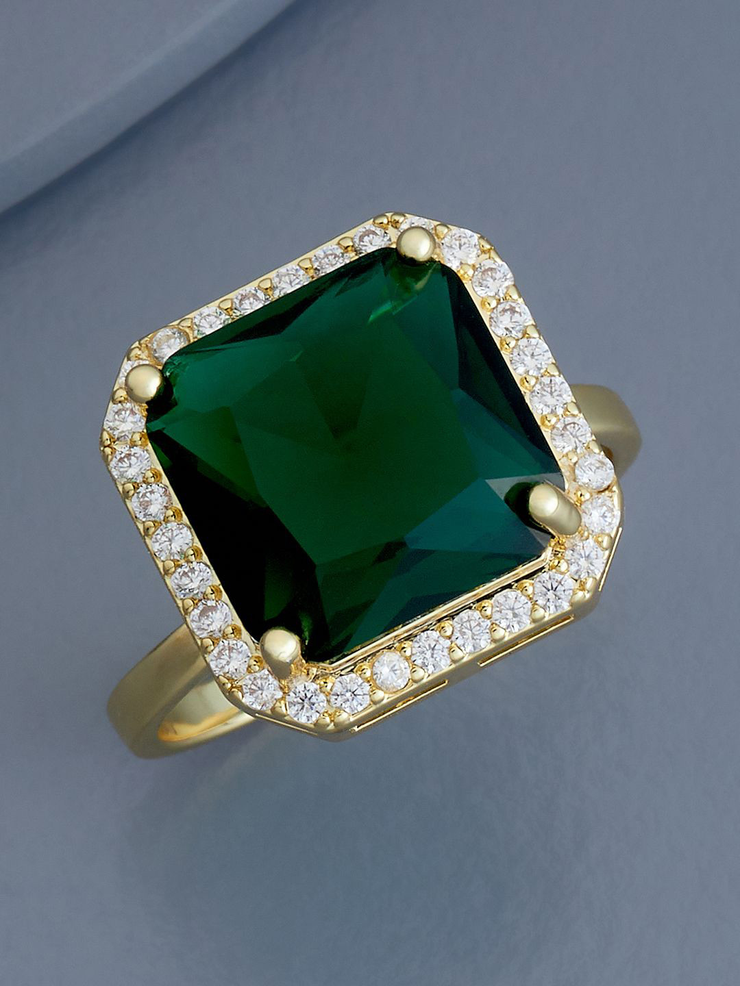 

Kushal's Fashion Jewellery Gold-Plated Cubic Zirconia Stone Studded Finger Ring