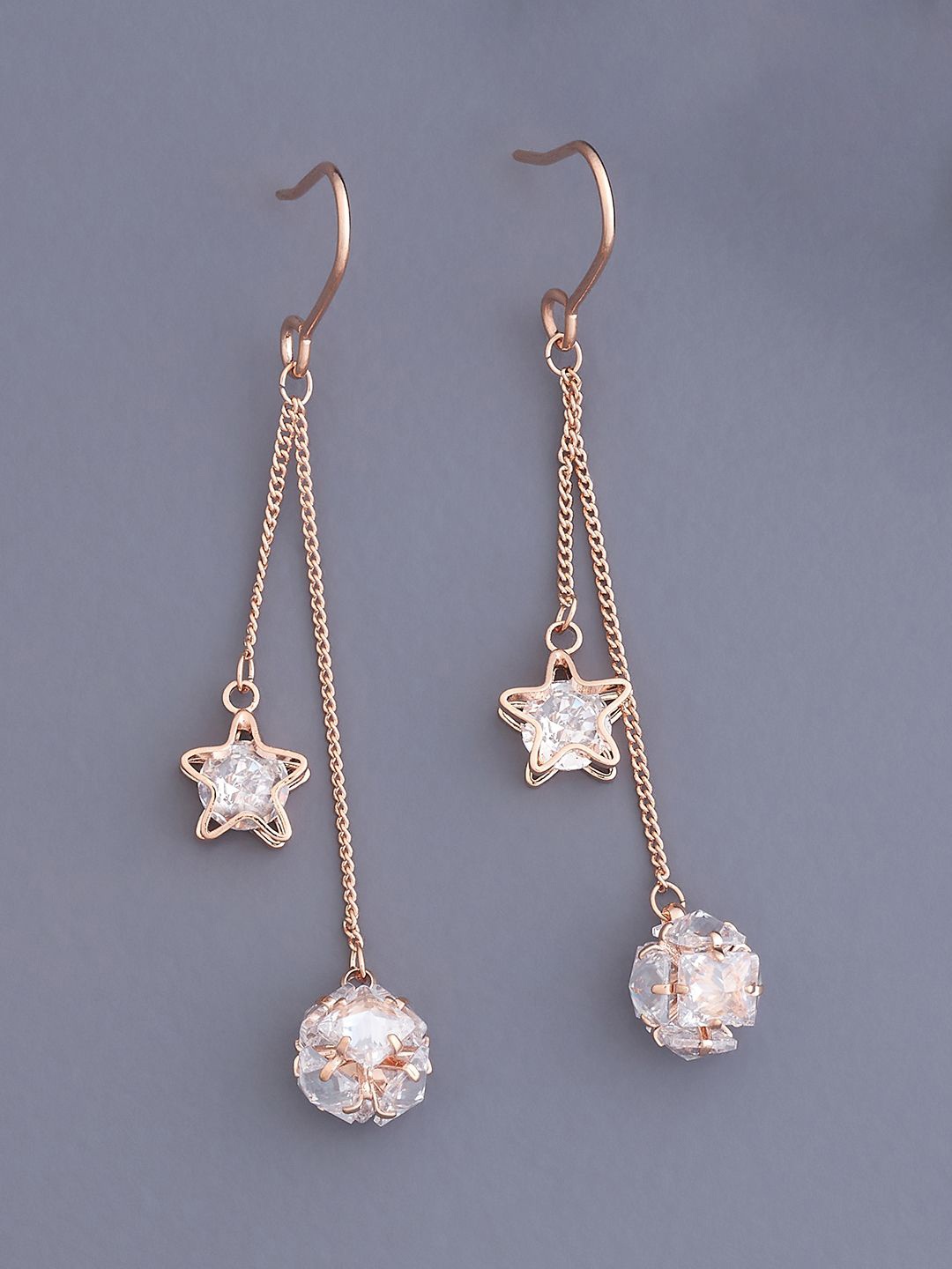 

Kushal's Fashion Jewellery Rose Gold Plated Drop Earrings, White