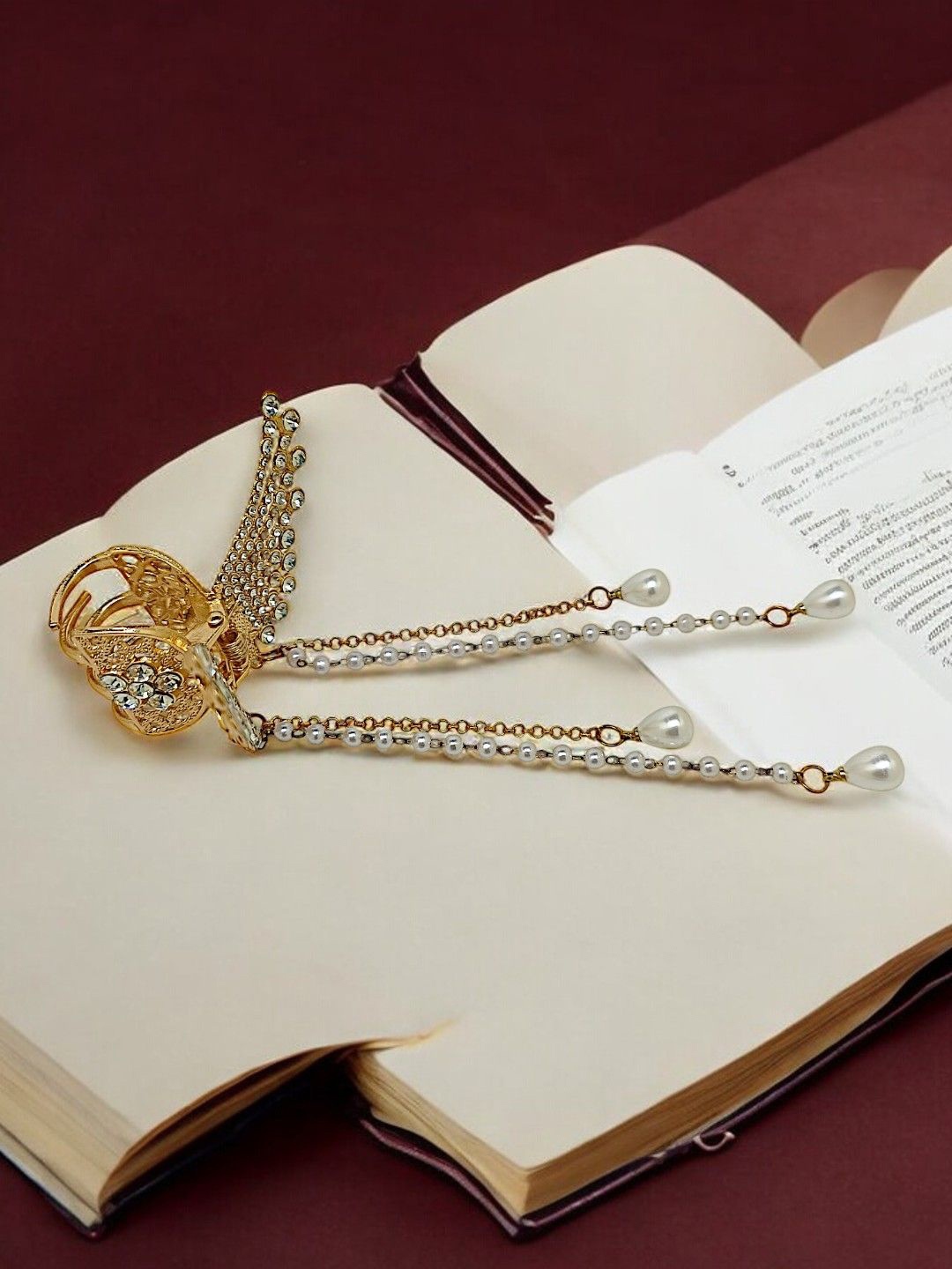 

9blings Women Embellished Claw Clip, Rose gold
