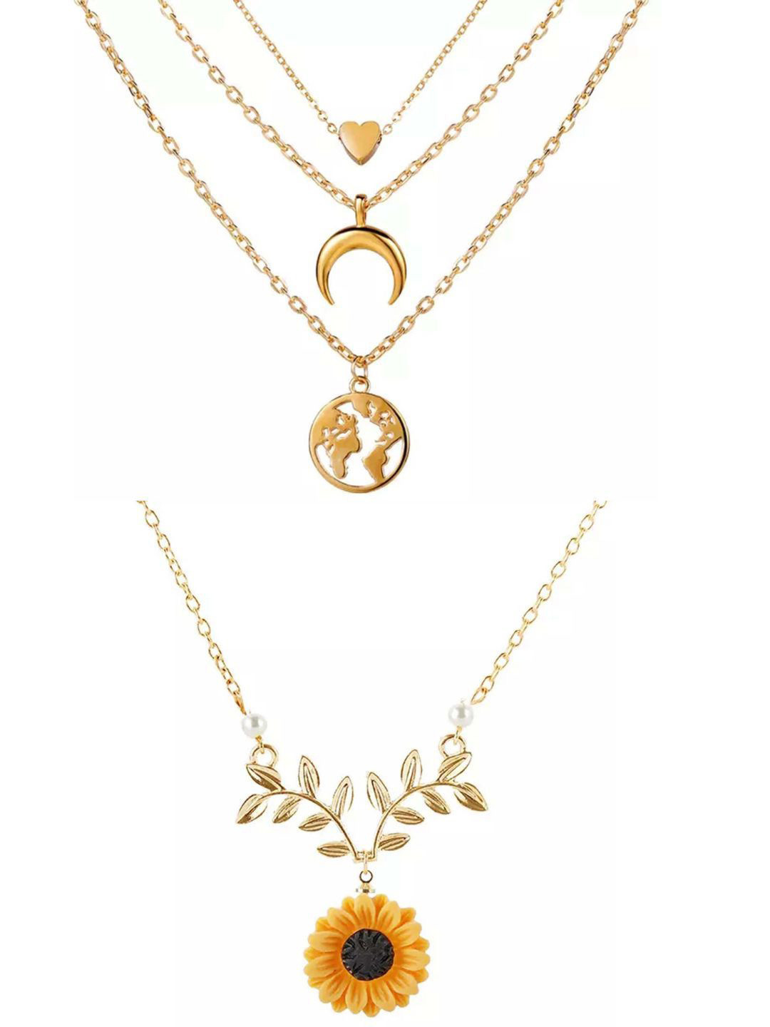 

Pinapes Unisex Brass Gold-Plated Layered Necklace