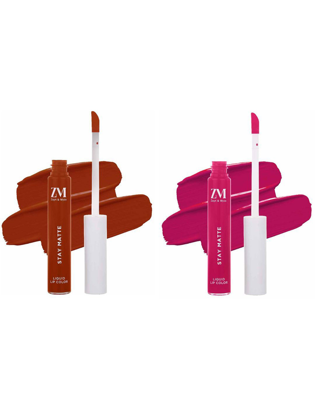 

ZM Zayn & Myza Set Of 2 Stay Matte Lip Color - 6 ml Each- Mochachino & Pink Fling, Brown