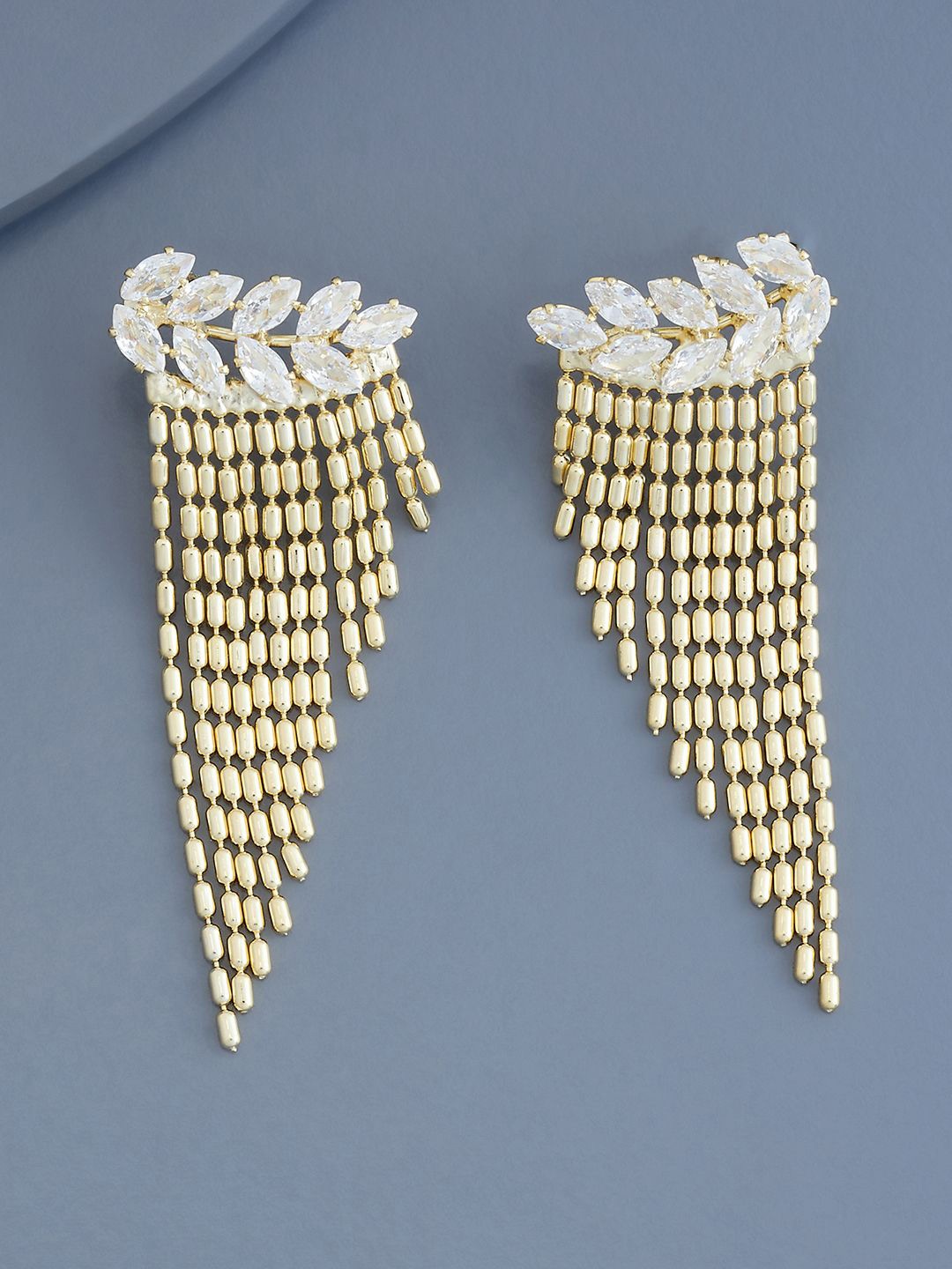 

Kushal's Fashion Jewellery Gold-Plated Cubic Zirconia Classic Drop Earrings