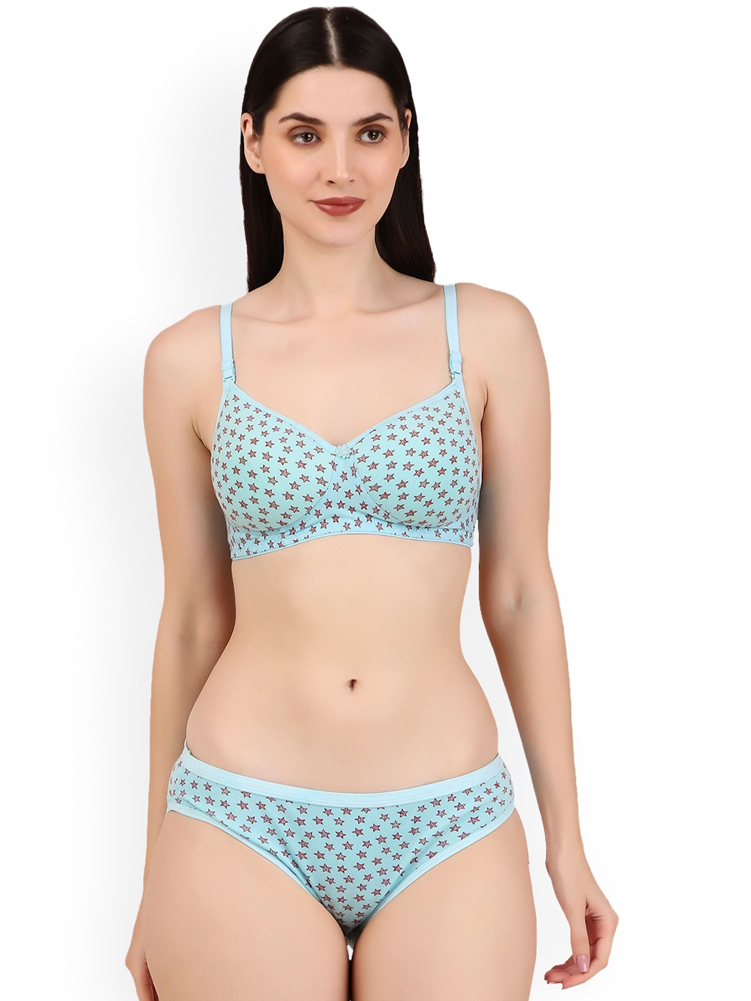 

Piylu Self-Designed Lightly Padded Lingerie Set, Blue