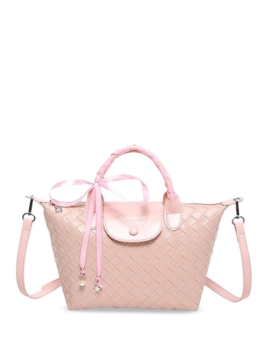 

StyleCast x Revolte Women Textured Swagger Satchel Bag, Pink