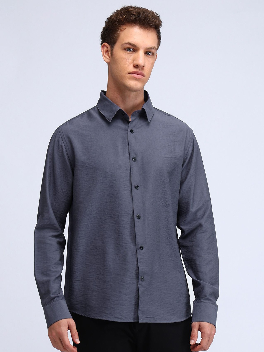 

Flying Machine Men Classic Opaque Formal Shirt, Blue