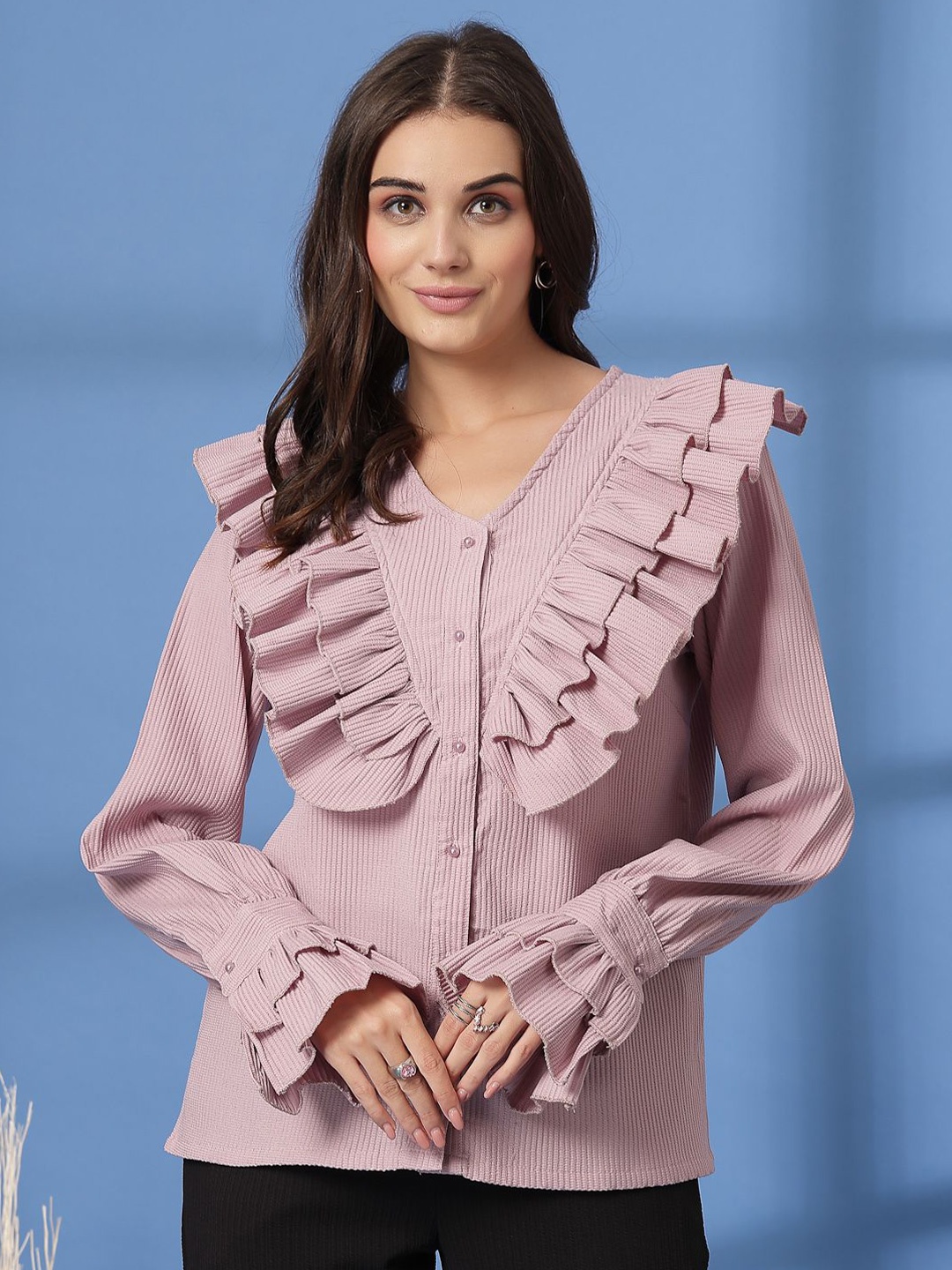 

plusS Women Opaque Casual Shirt, Pink