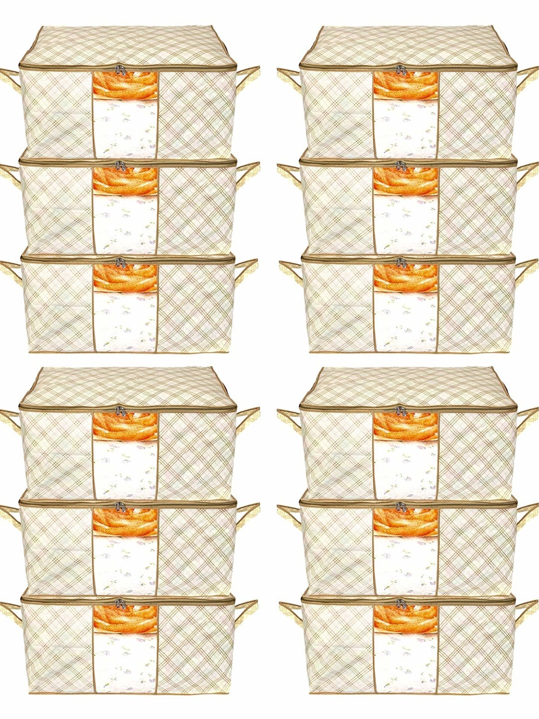 

Kuber Industries Cream-Coloured 12 Pieces Printed Clothes Organisers