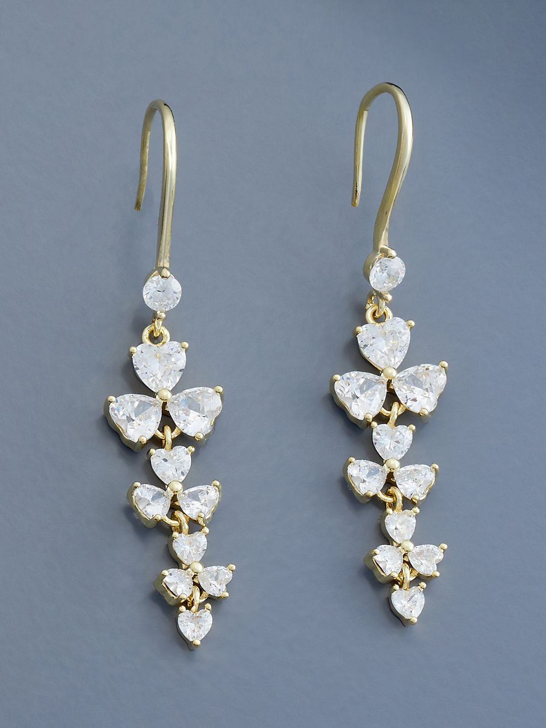 

Kushal's Fashion Jewellery Gold-Plated Cubic Zirconia Studded Drop Earrings, White