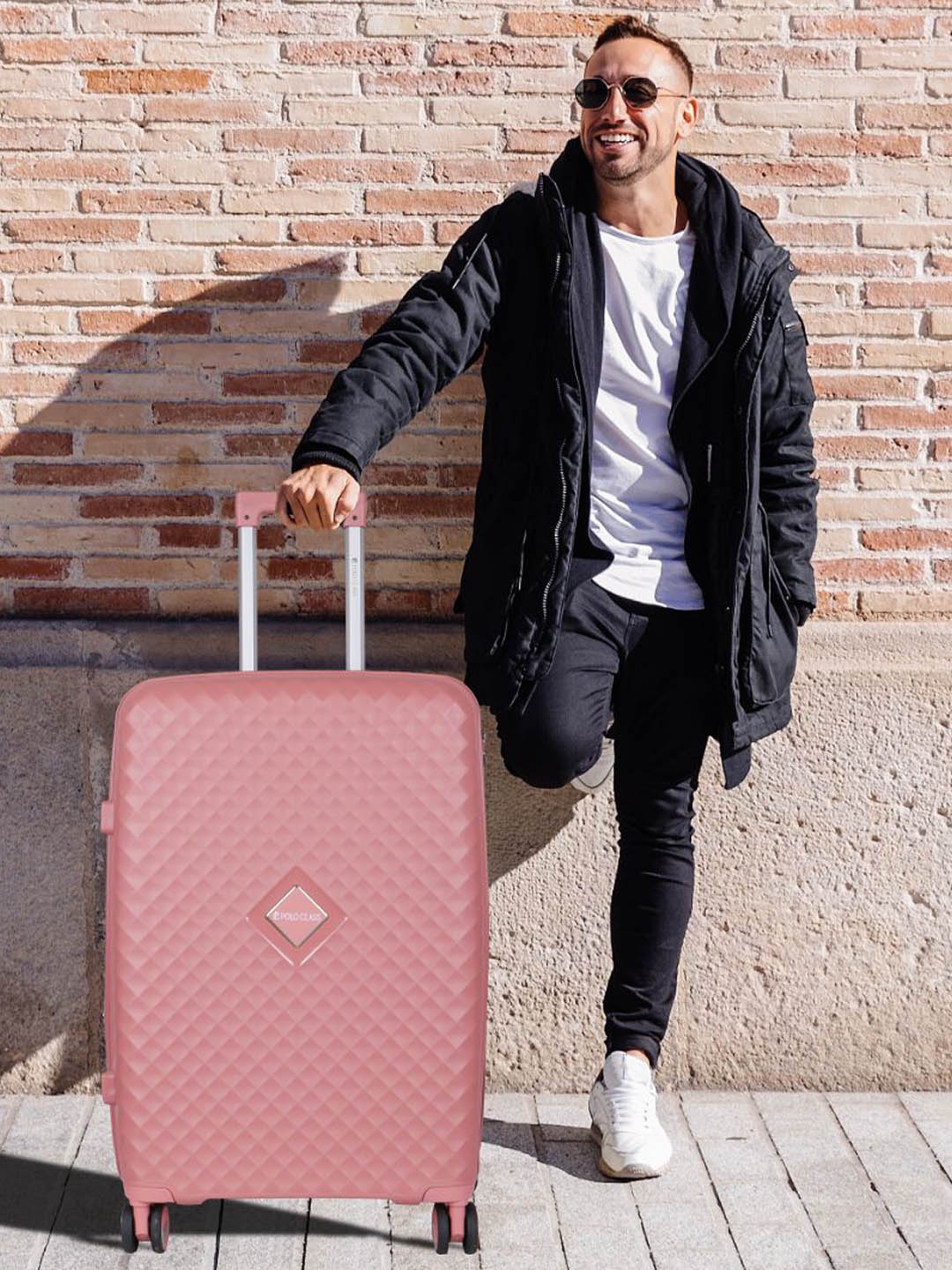 

Polo Class Set Of 2 Textured Hard-Sided Large Trolley Bag, Pink